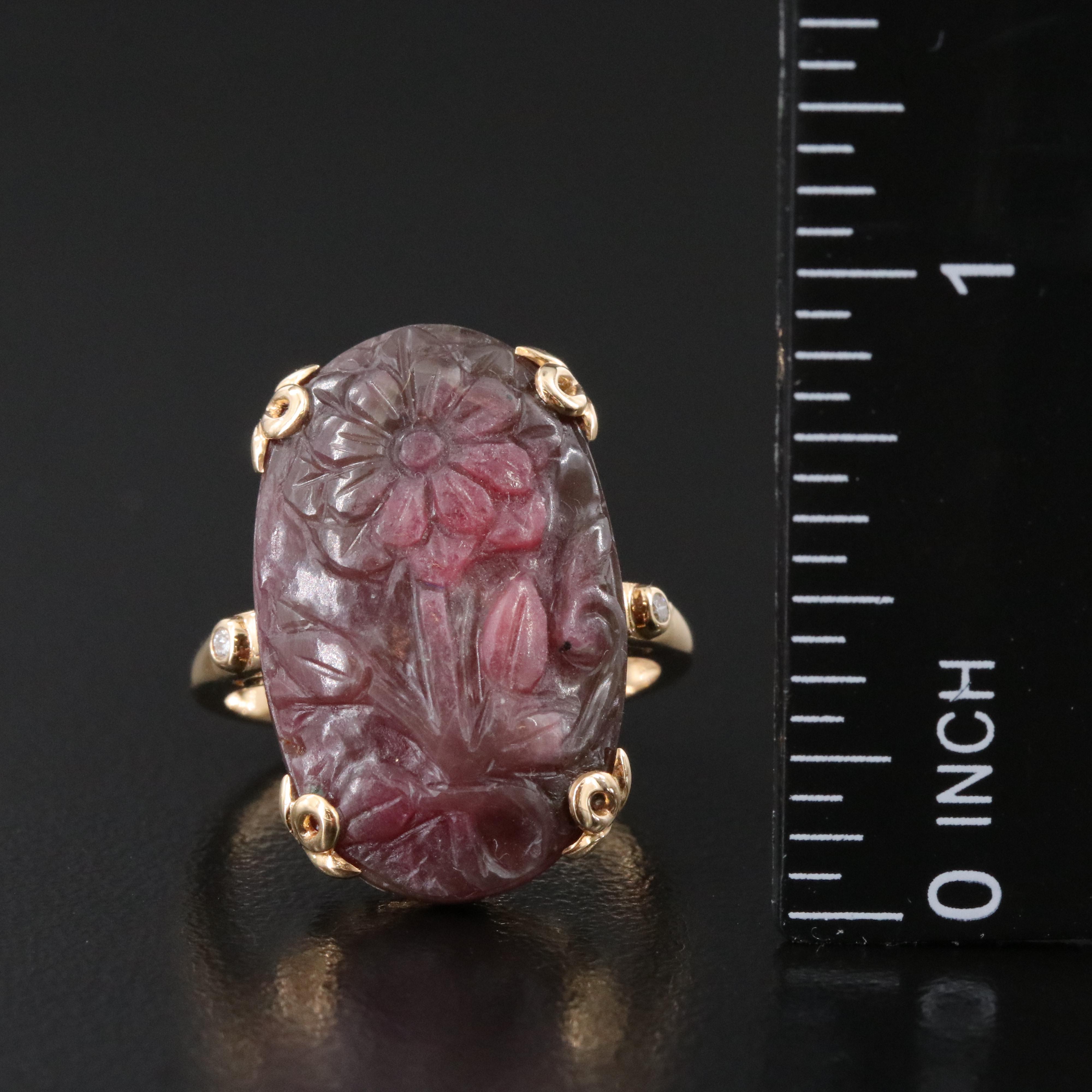 Chromia 18K 15.88 CT Ruby and Diamond Carved Ring