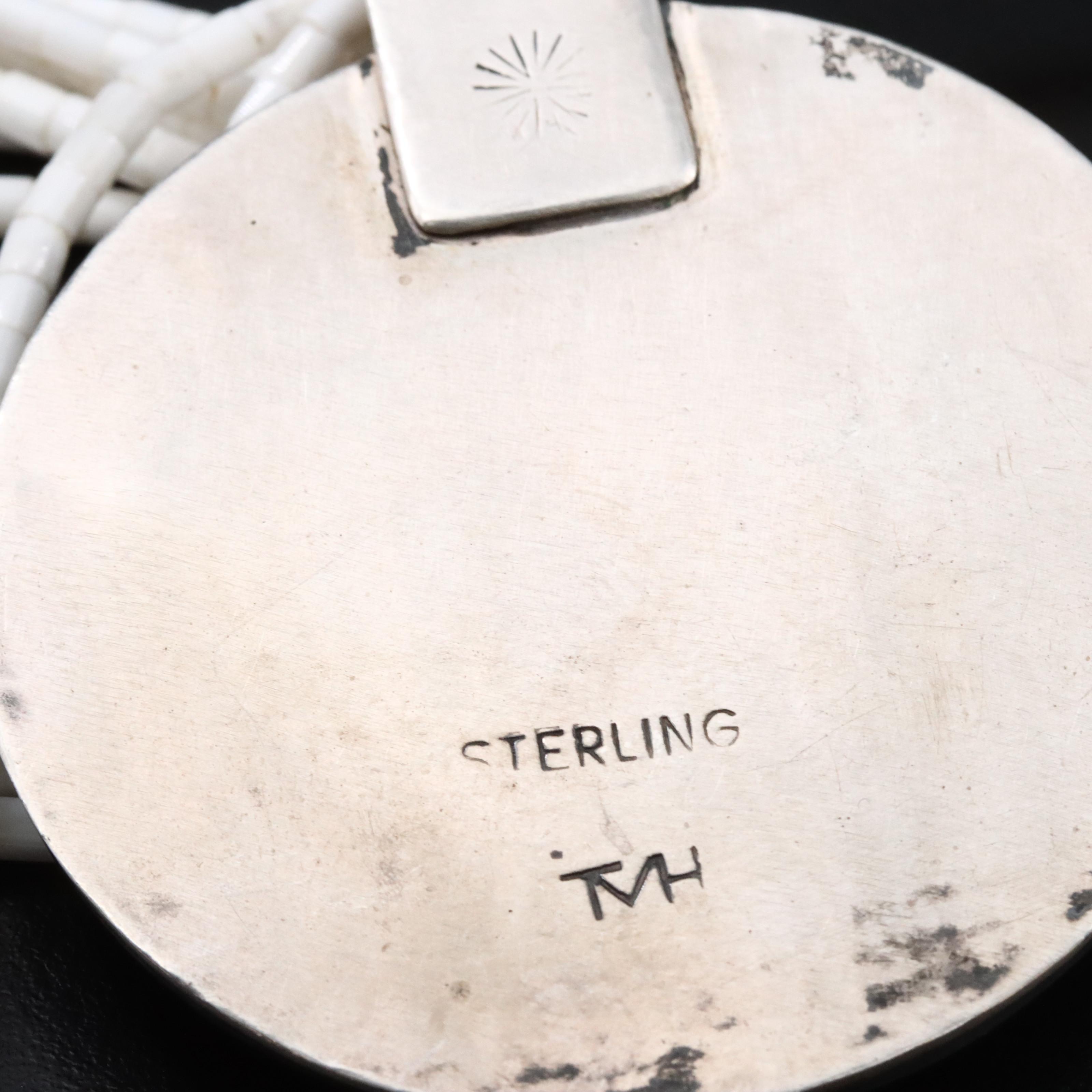 Sterling Shell and Enamel Pendant Necklace