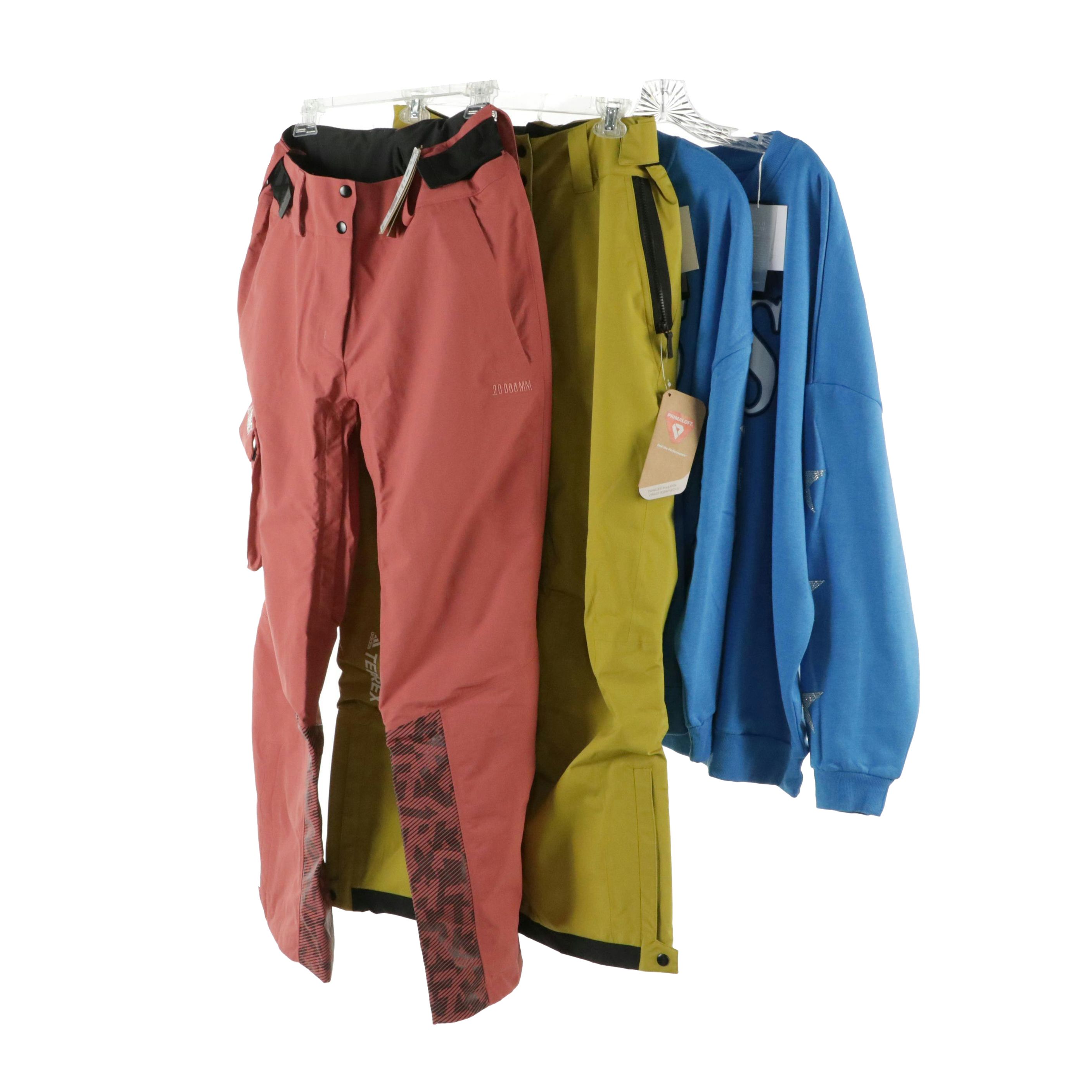 Adidas Terrex Ski Pants in 'Wonder Red' & 'Pulse Green', Other Detroit Crewnecks