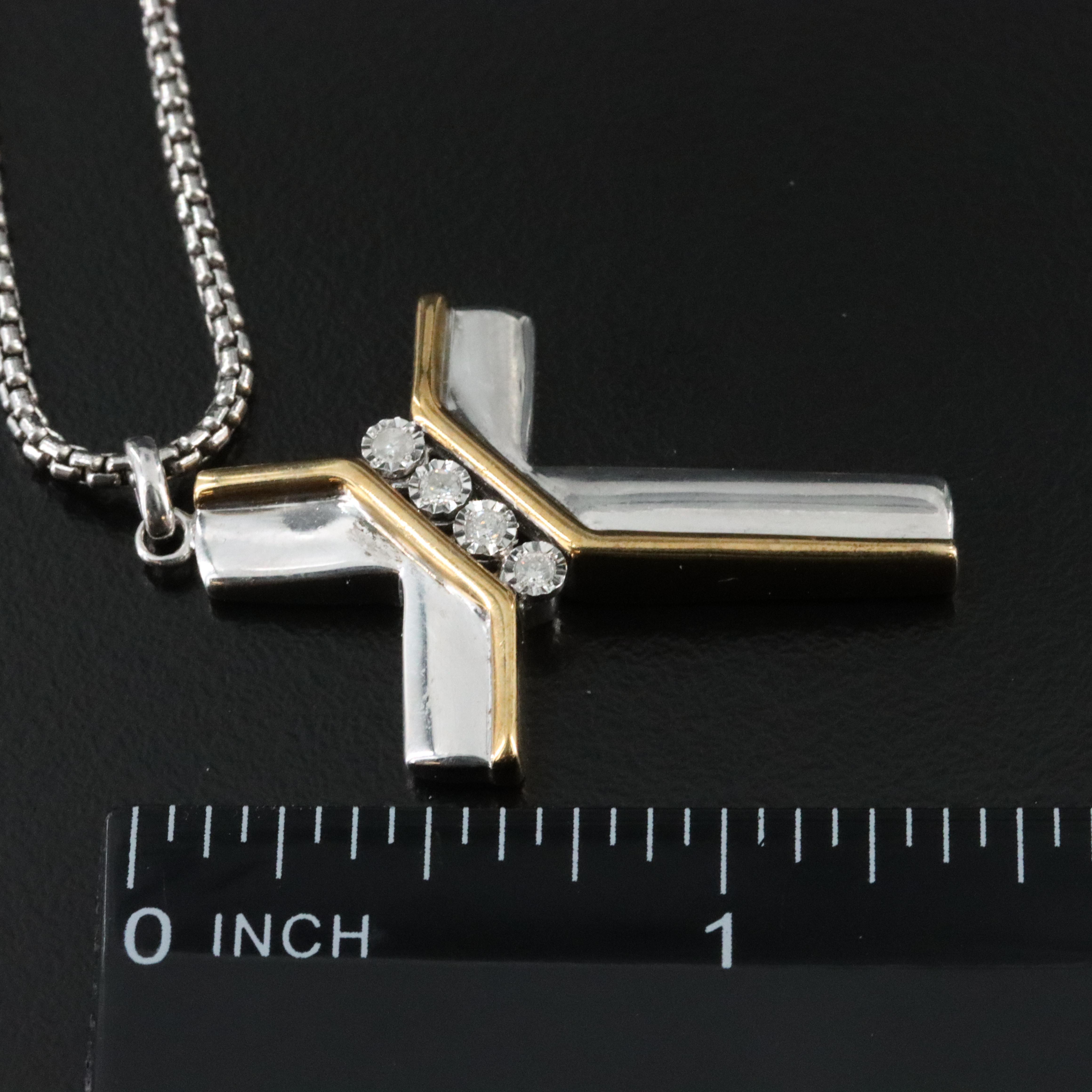 Sterling Diamond Cross Pendant Necklace