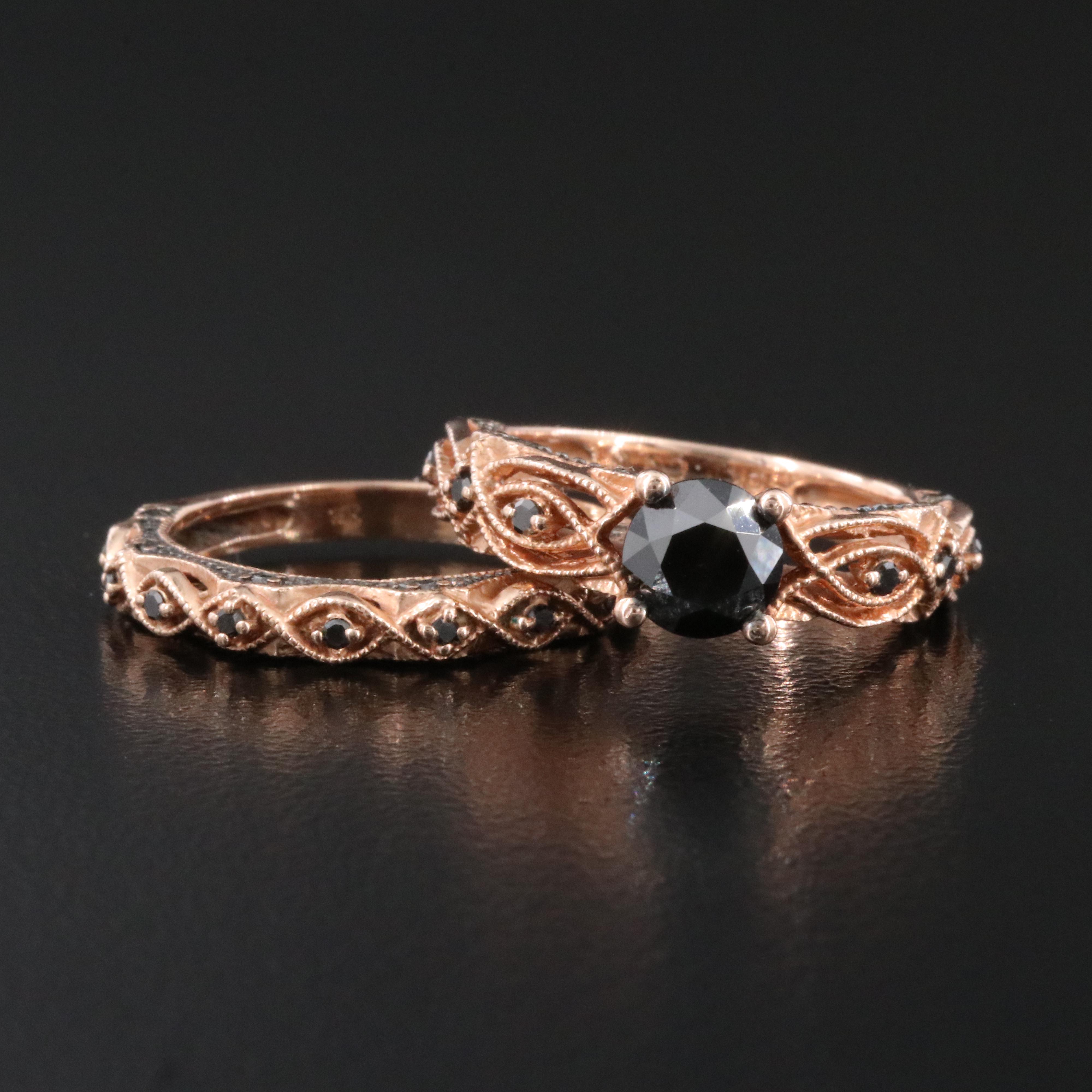 10K Rose Gold 1.47 CTW Diamond Ring Set