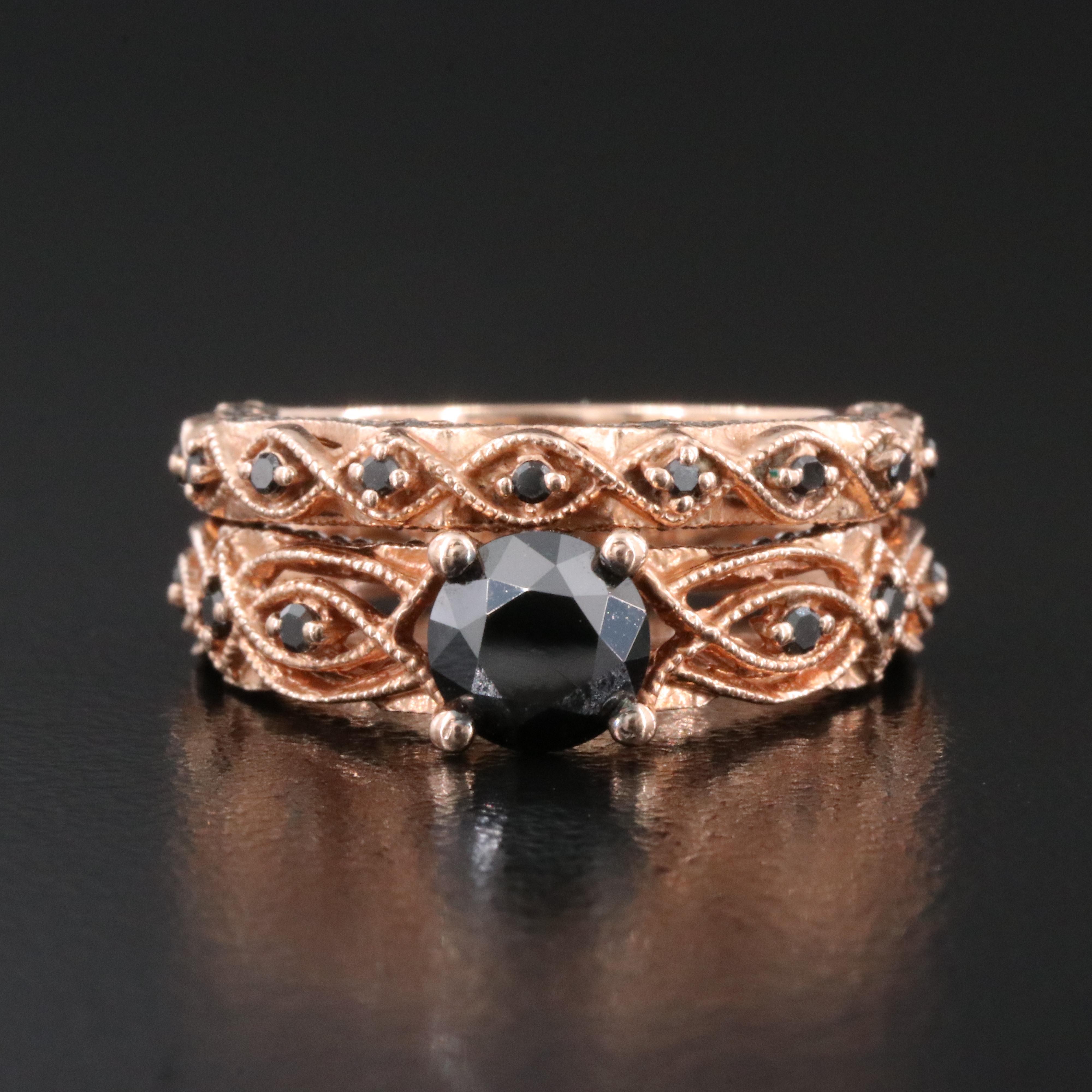 10K Rose Gold 1.47 CTW Diamond Ring Set