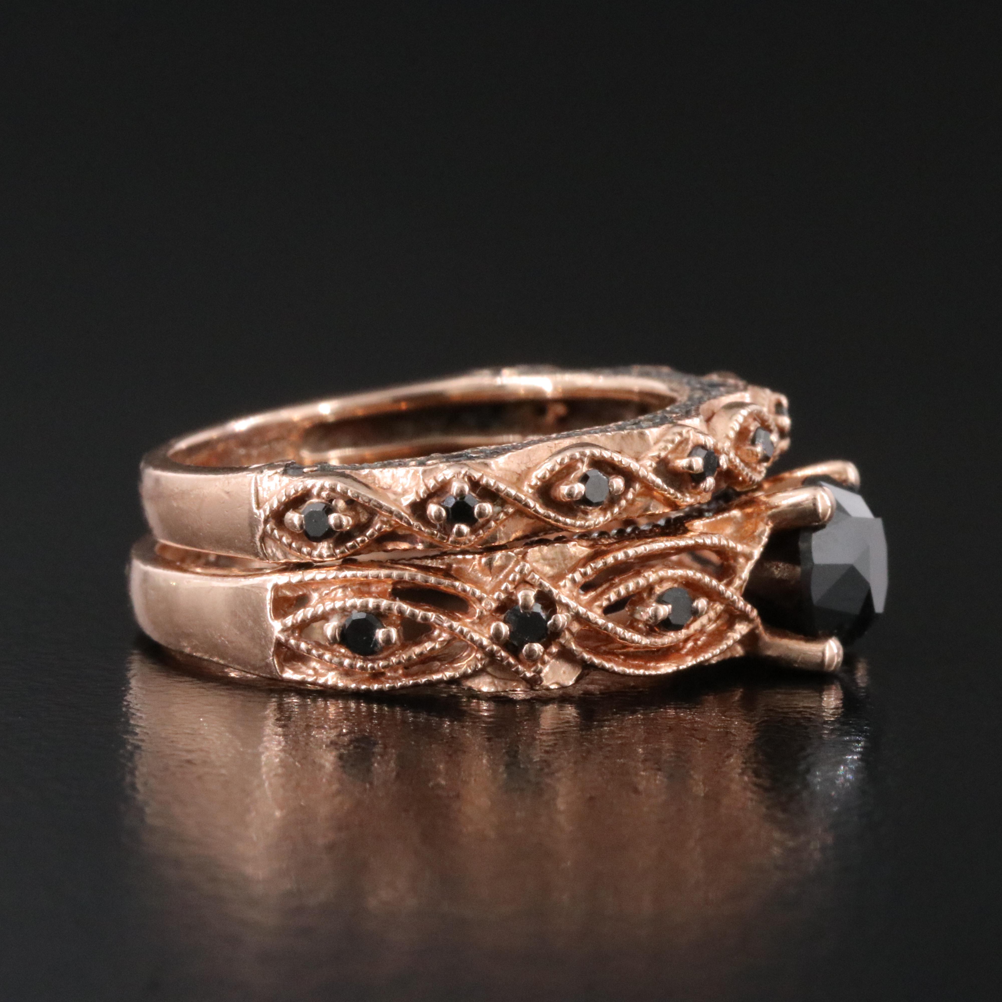 10K Rose Gold 1.47 CTW Diamond Ring Set