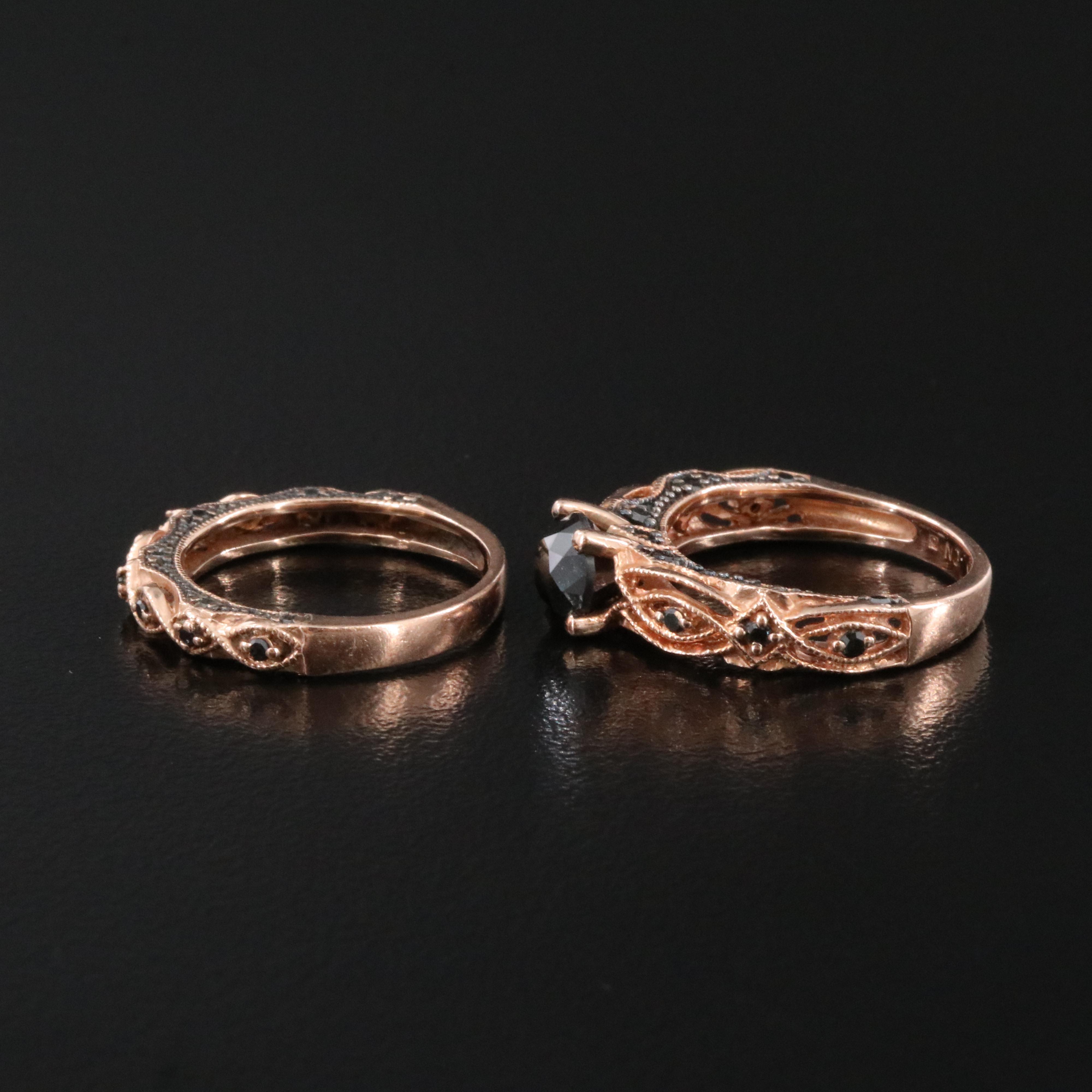 10K Rose Gold 1.47 CTW Diamond Ring Set