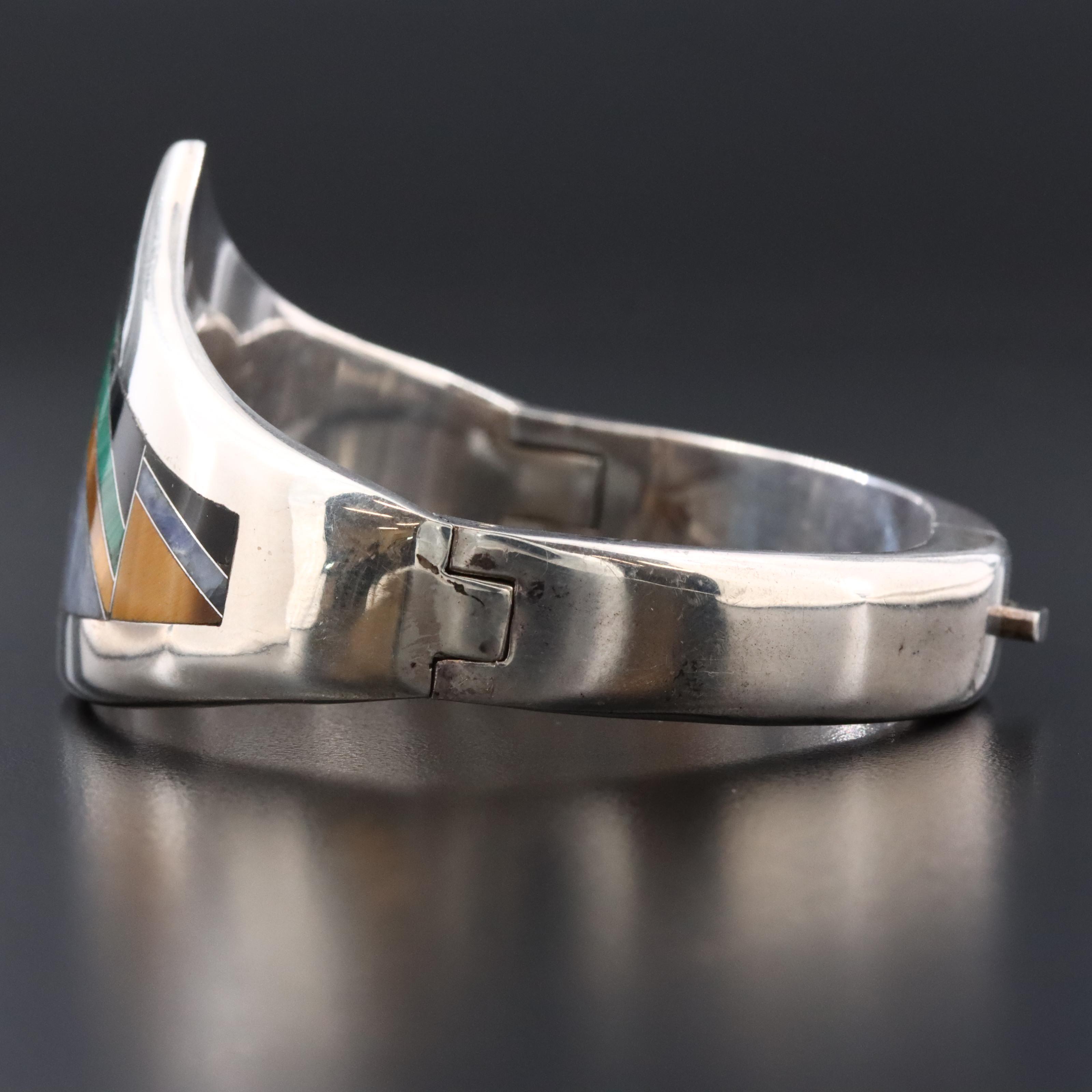 Mexican Sterling Gemstone Mosaic Bracelet