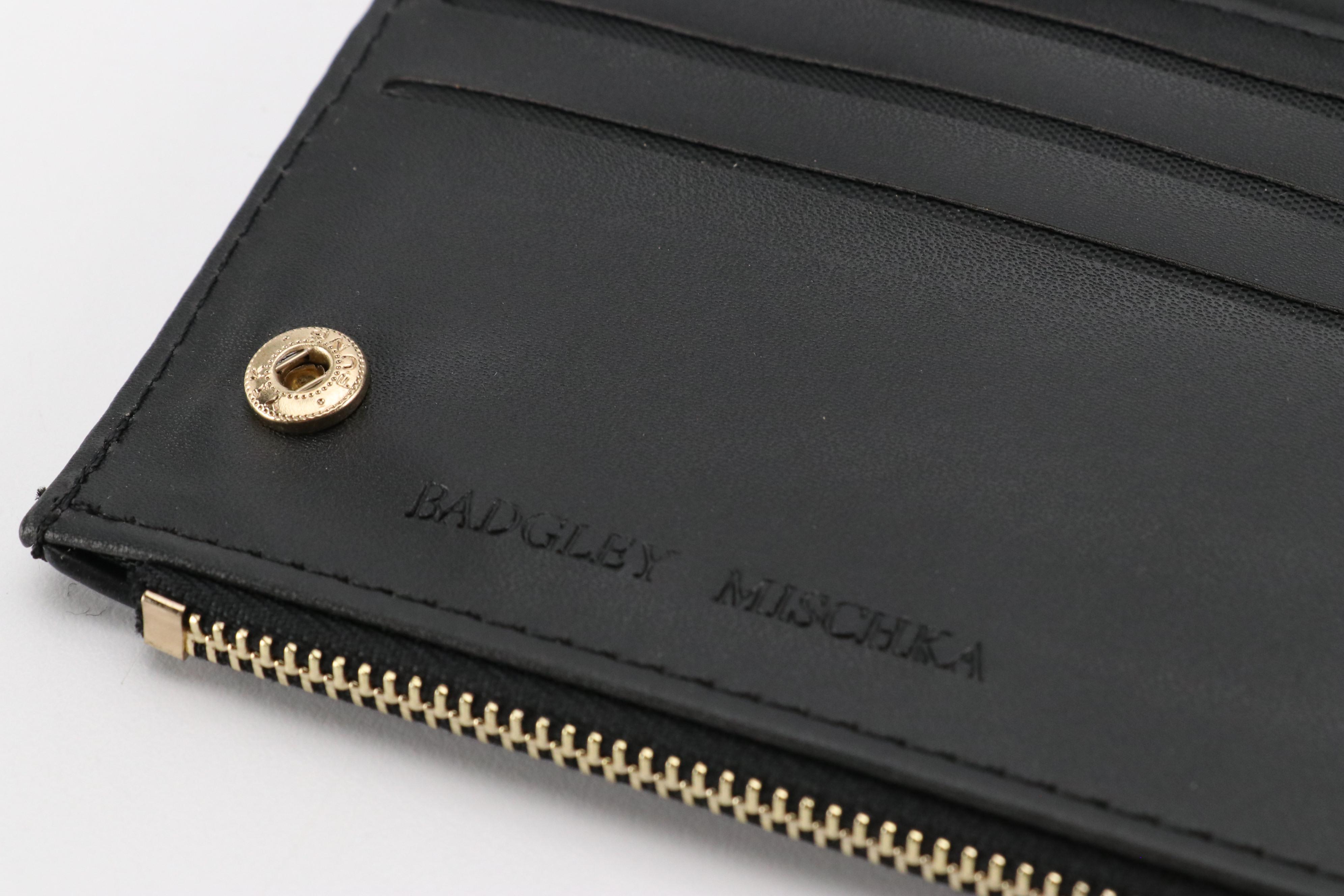 Badgley Mischka Long Card Wallet in Black Quilted Vegan Leather with Tags