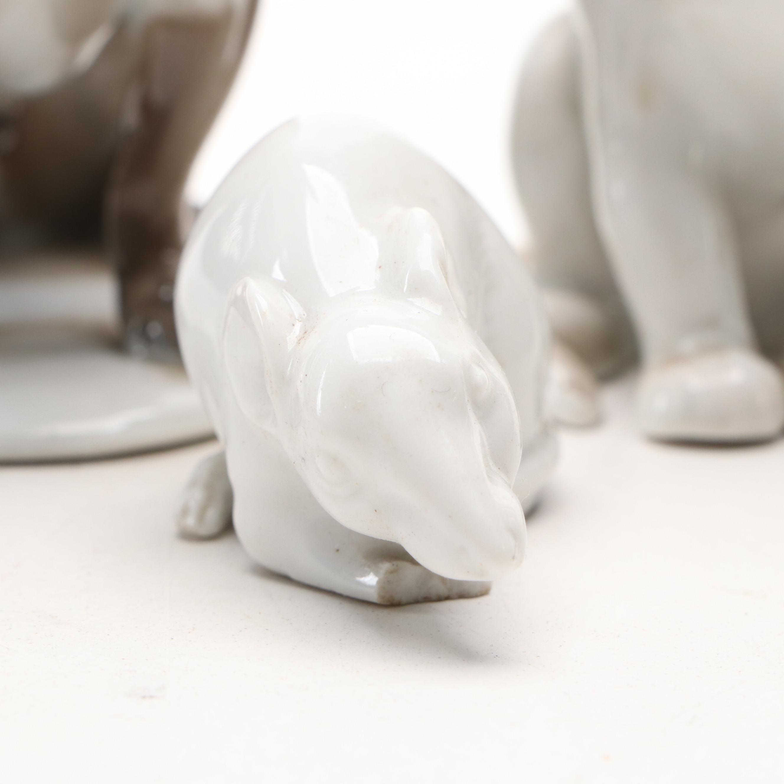 Rosenthal Bulldog, Cat, and Rat Porcelain Figures
