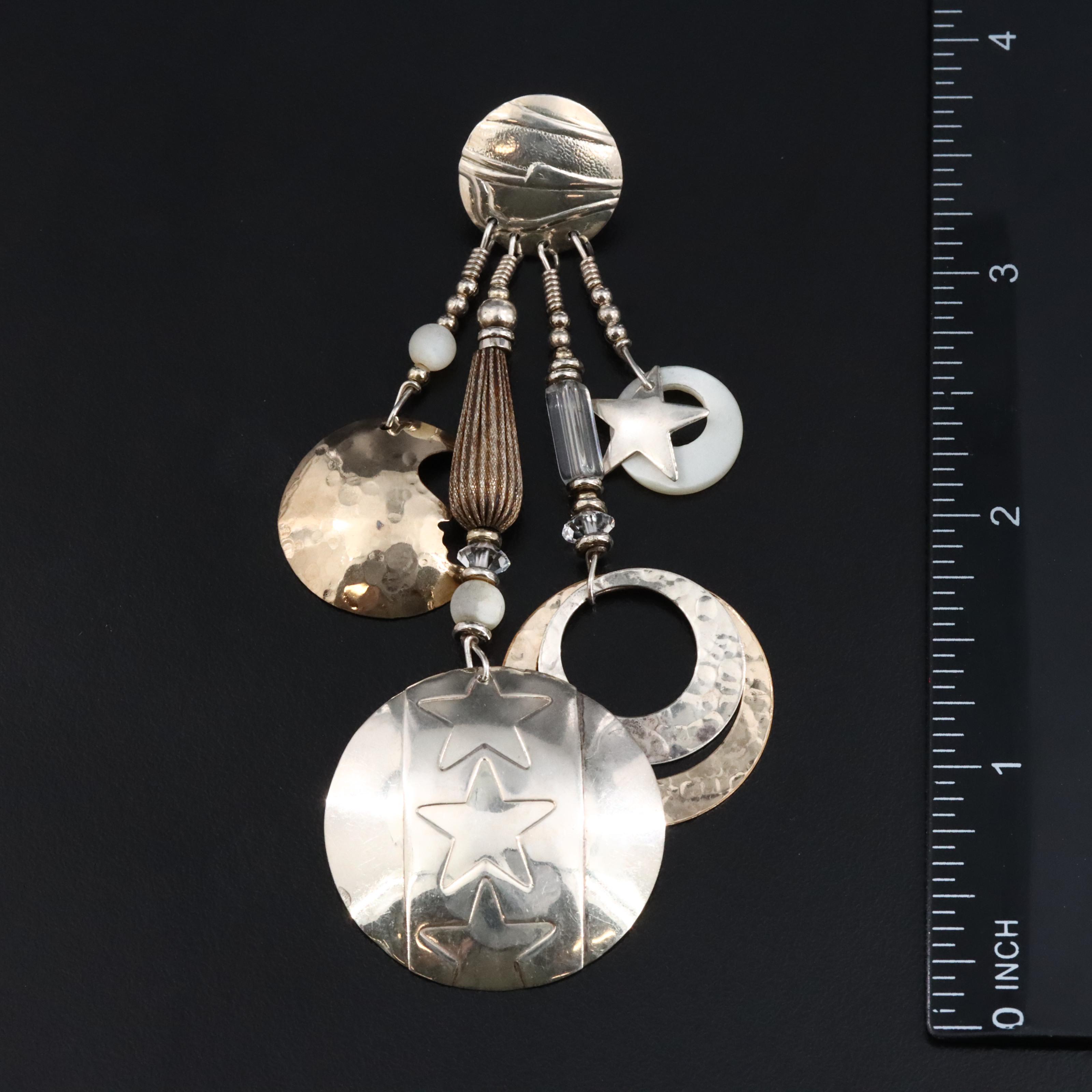 Sterling Bead and Mother-of-Pearl Star Earrings