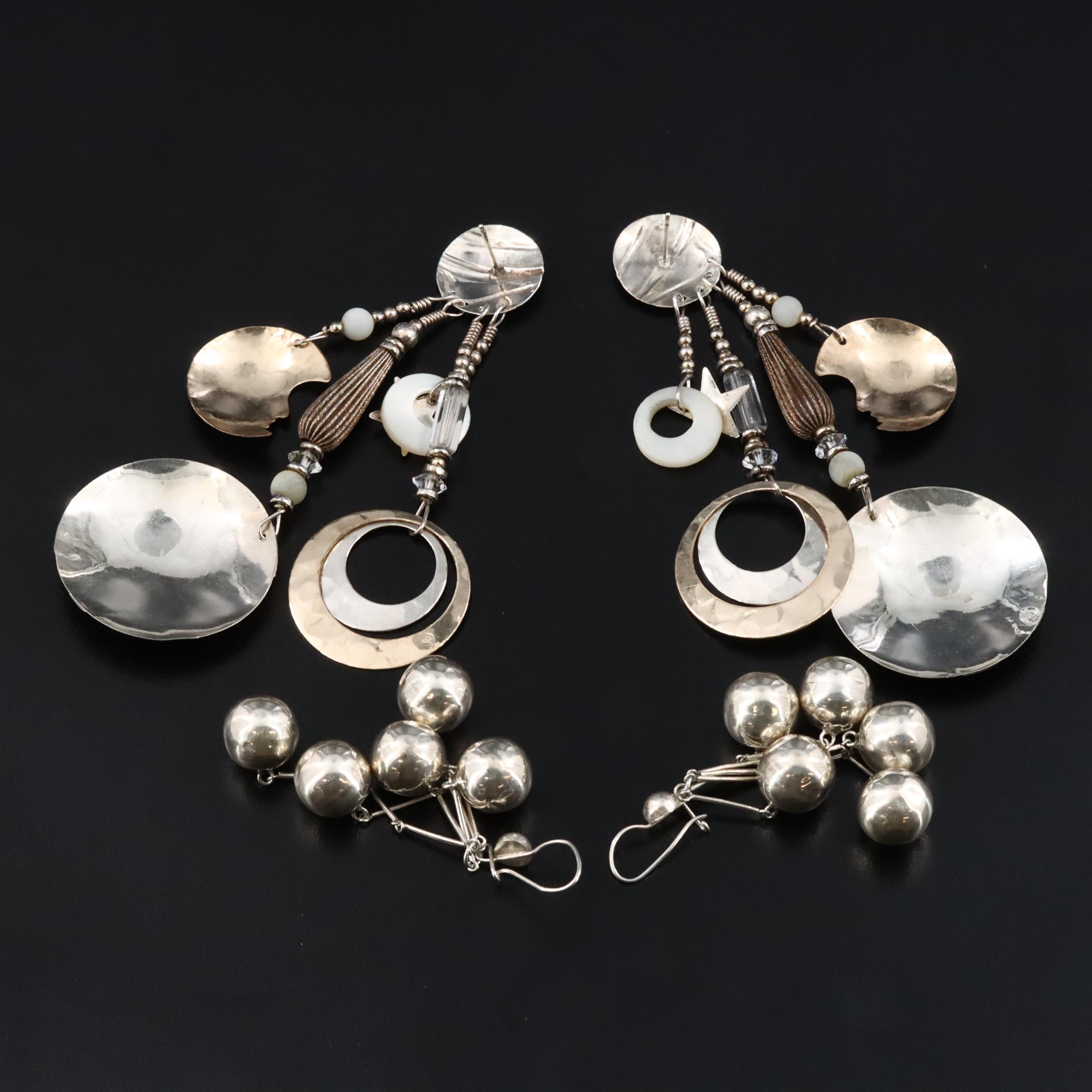 Sterling Bead and Mother-of-Pearl Star Earrings