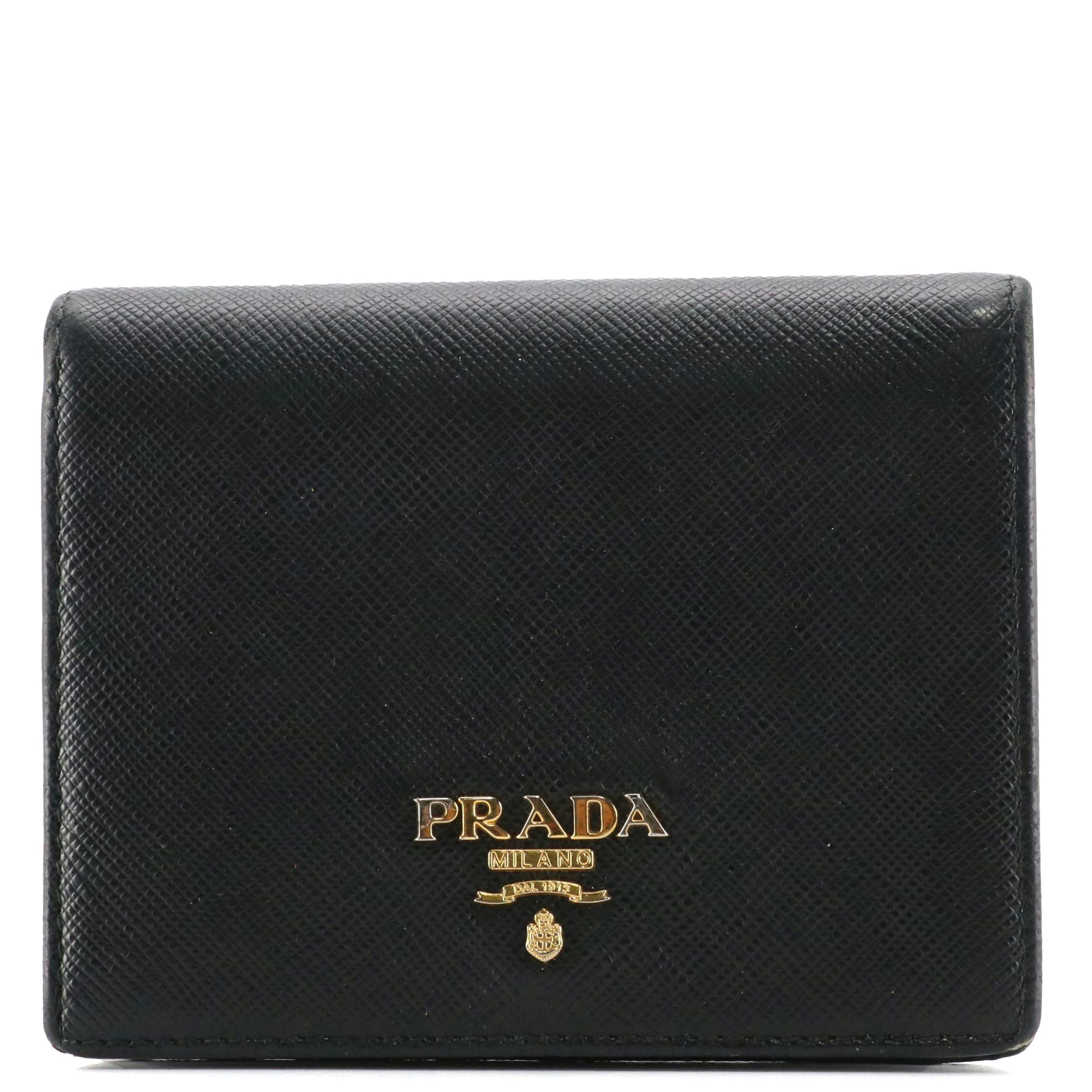 Prada Bifold Compact Wallet in Saffiano Leather