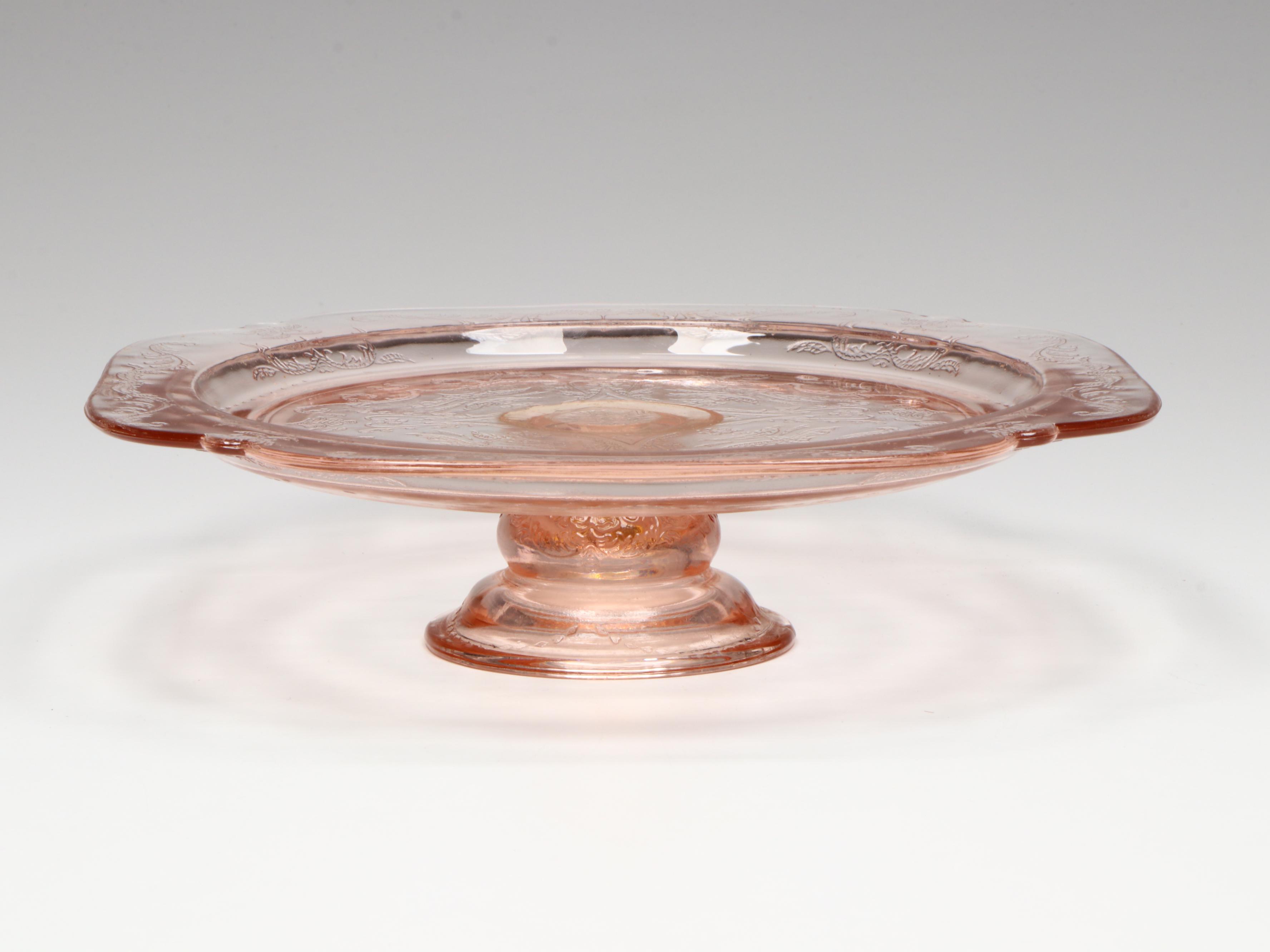 Indiana Glass "Madrid" Cake Stand and Martinsville Viking Double Arm Candelabras