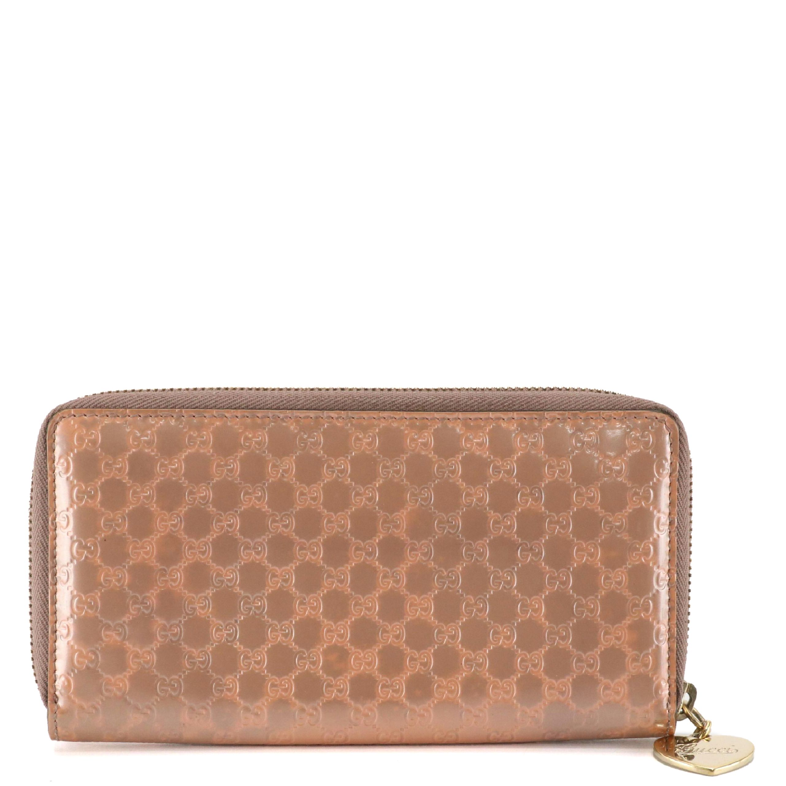 Gucci Zip-Around Wallet in Microguccissima Patent Leather with Gucci Heart Zip