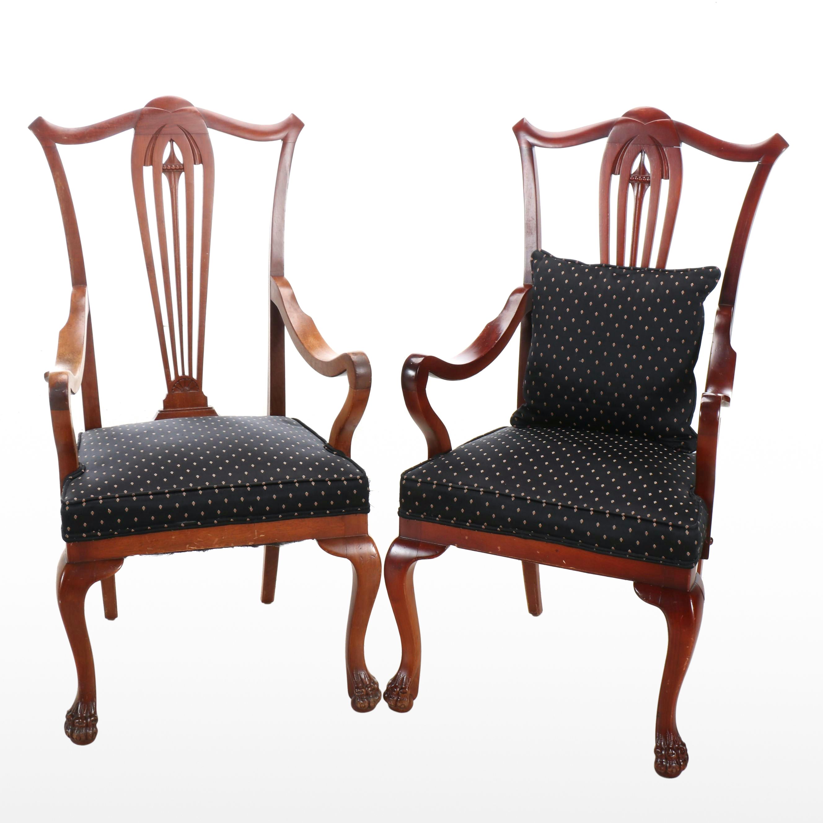 Pair of Chippendale Style Mahogany Armchairs, Late 20th Century