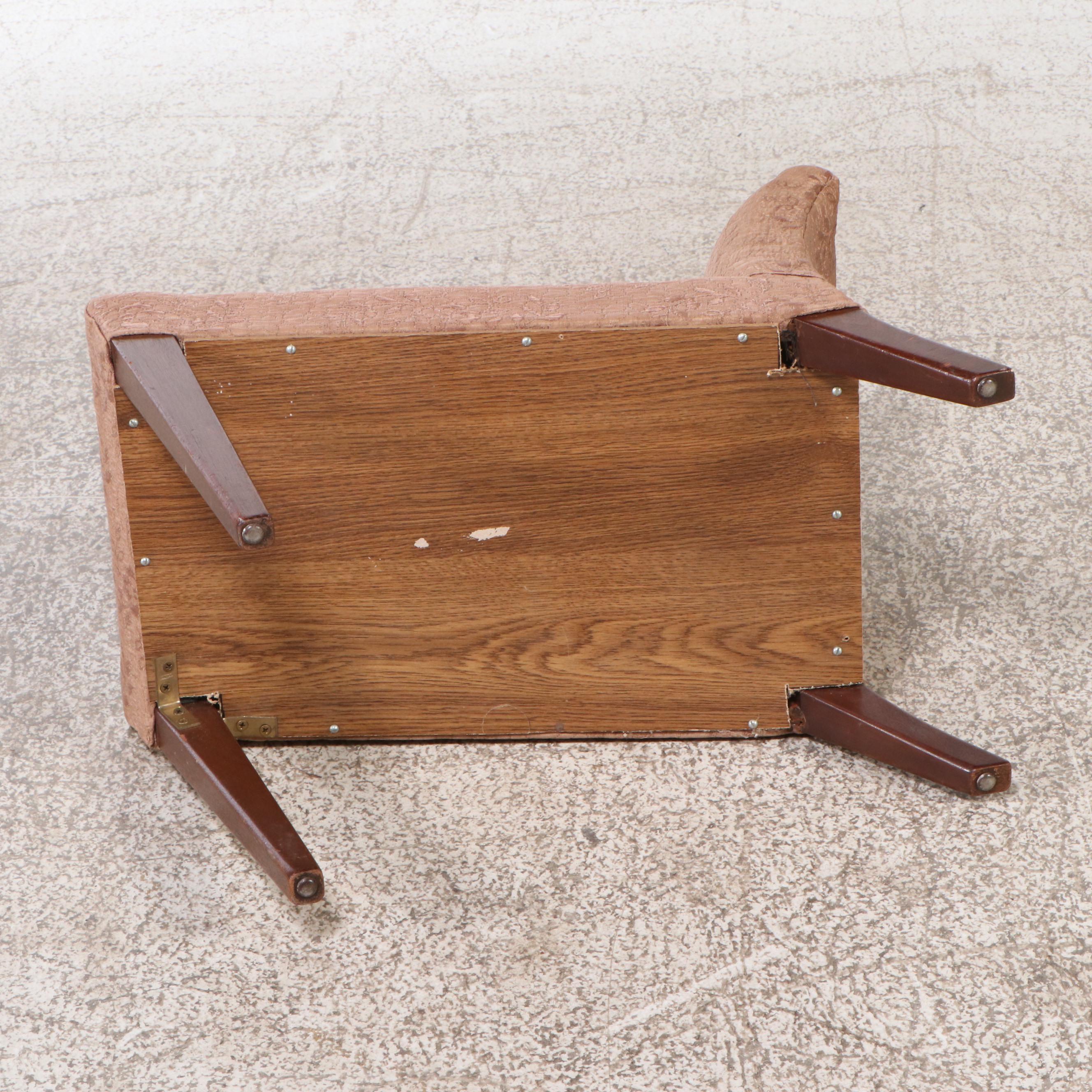 Victorian Upholstered Mahogany Armchair with Footstool