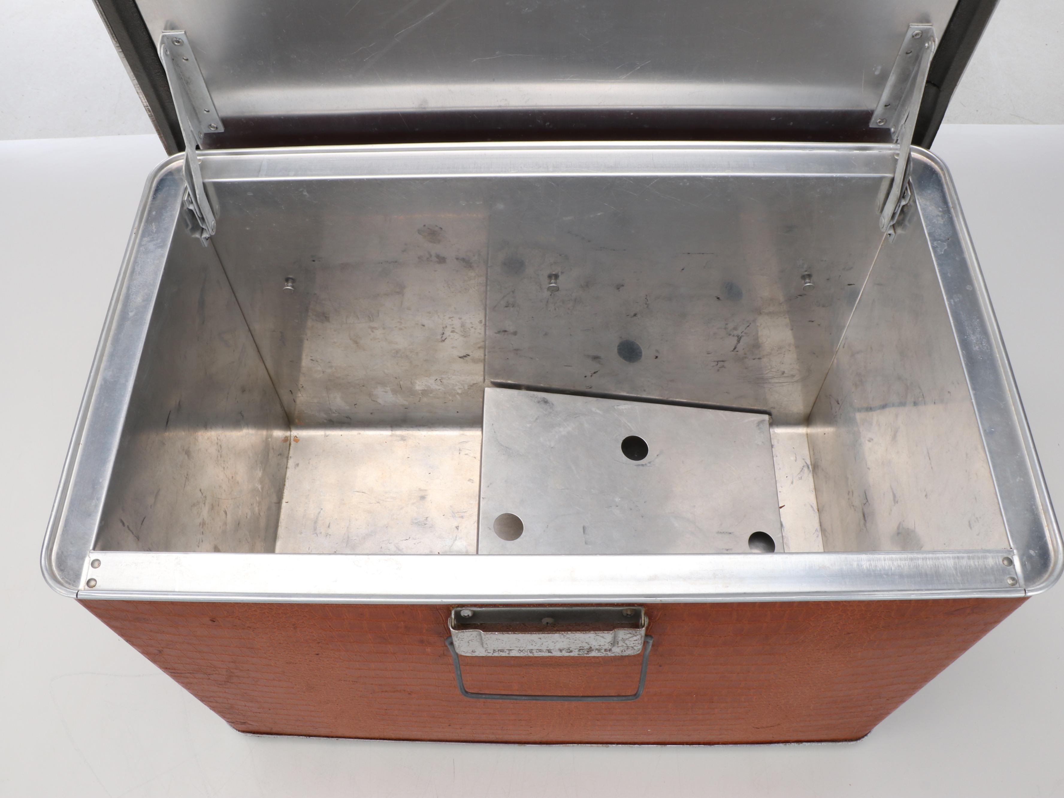 JC Higgins Leather Ice Chest, Mid-20th Century