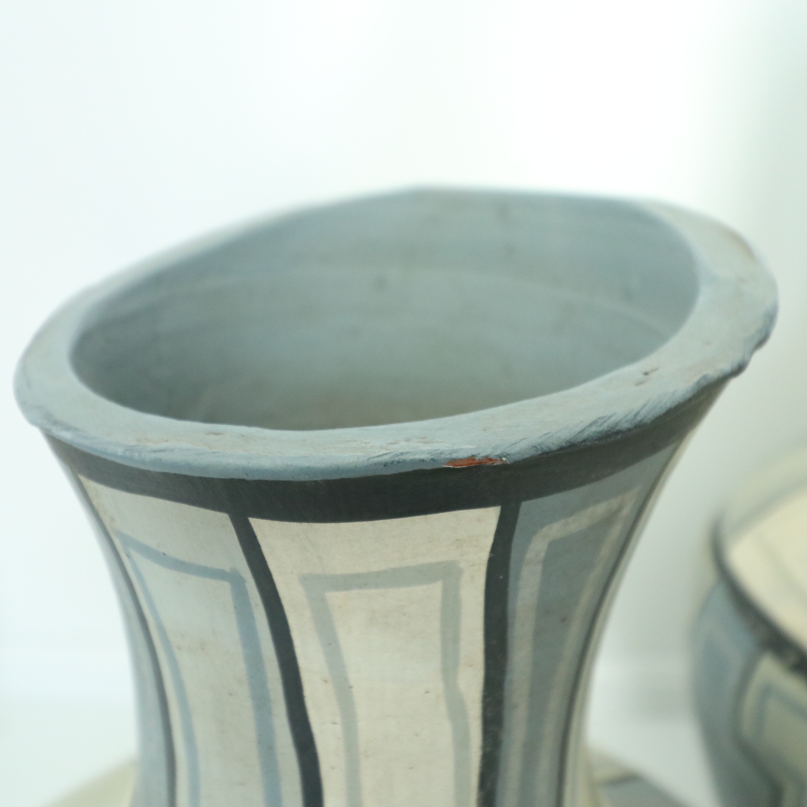 Crestview Home "Fresno" Hand Painted Terracotta Vases and Rustic Wood Bowl