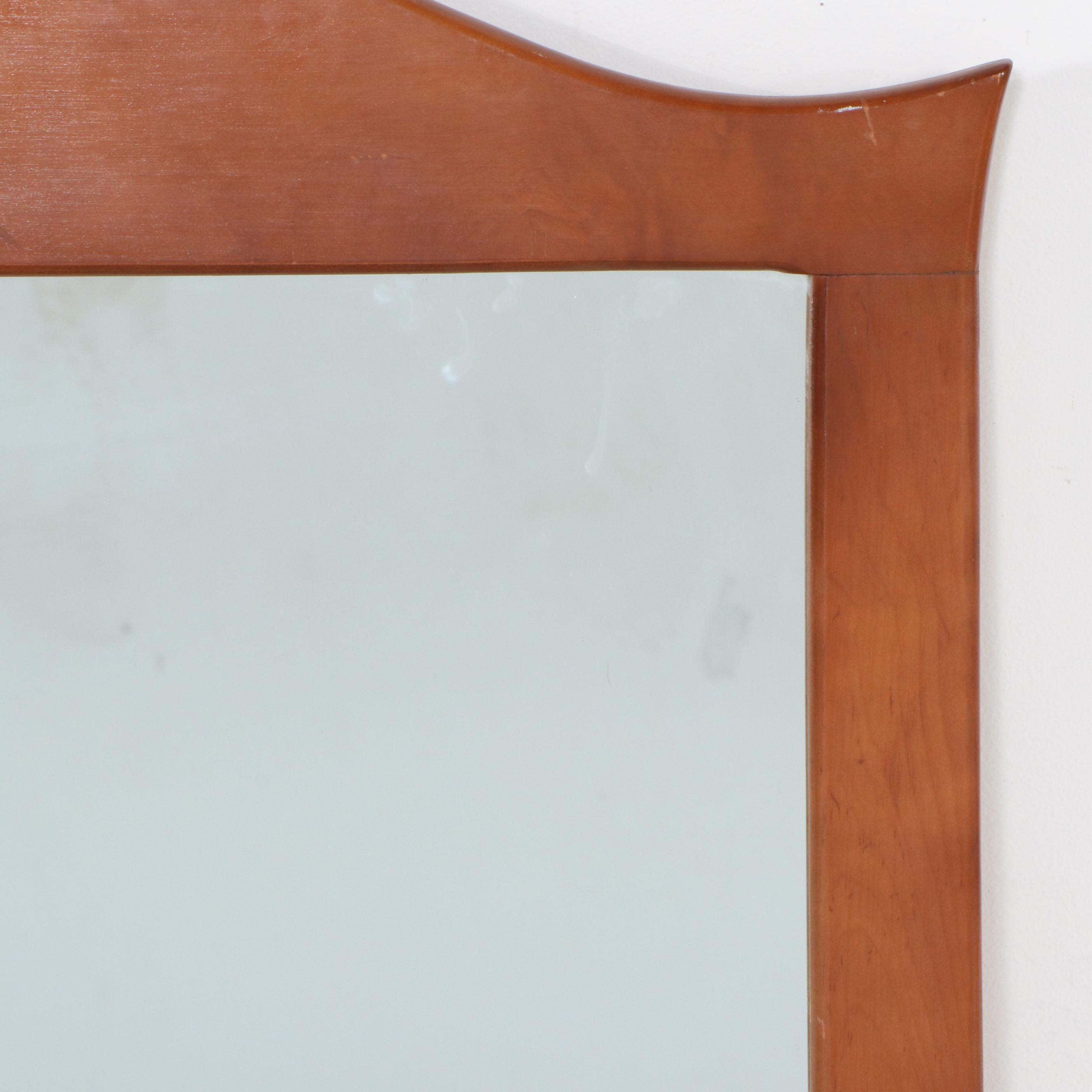 Colonial Style Broken Bonnet Maple Finish Wall Mirror, Mid to Late 20th Century