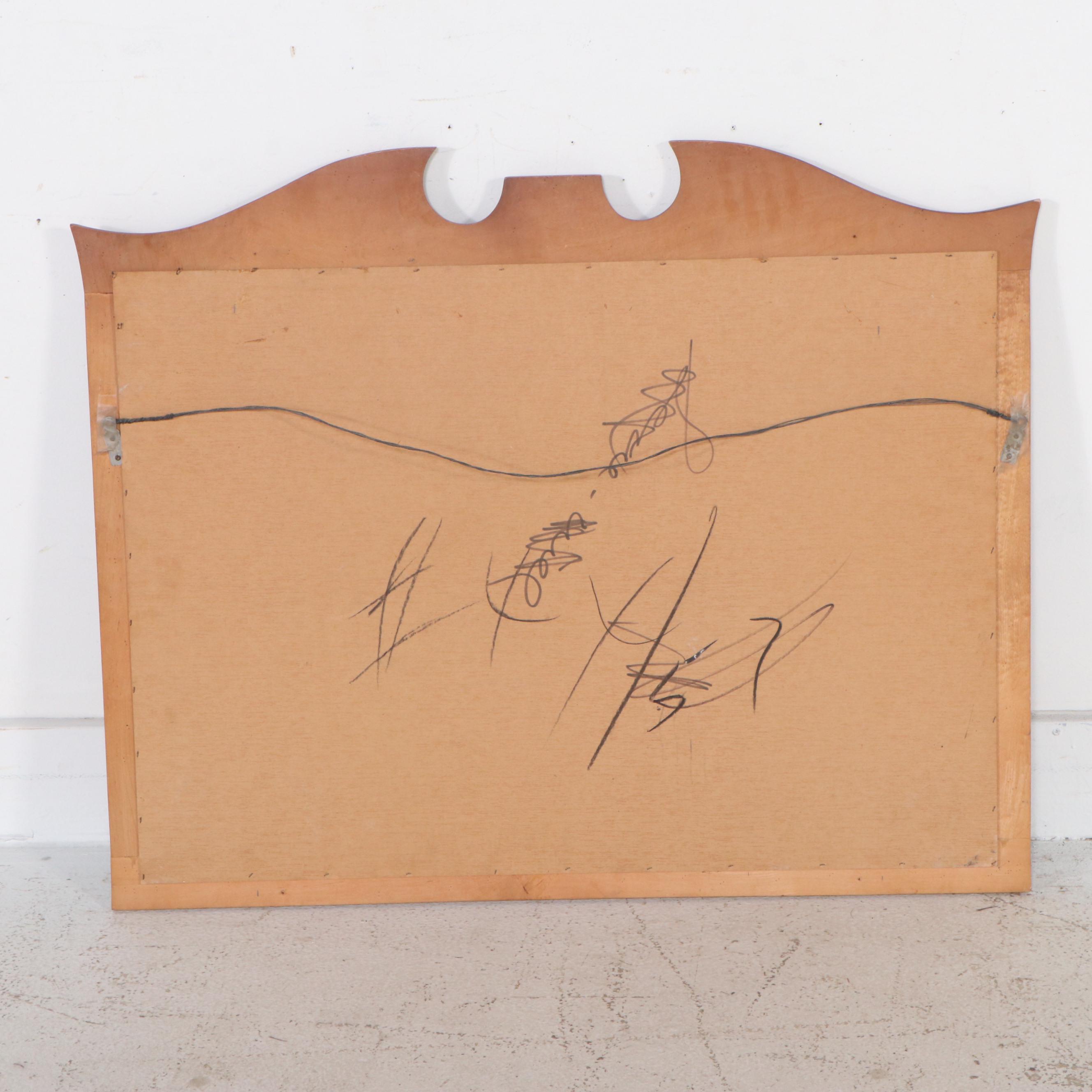 Colonial Style Broken Bonnet Maple Finish Wall Mirror, Mid to Late 20th Century