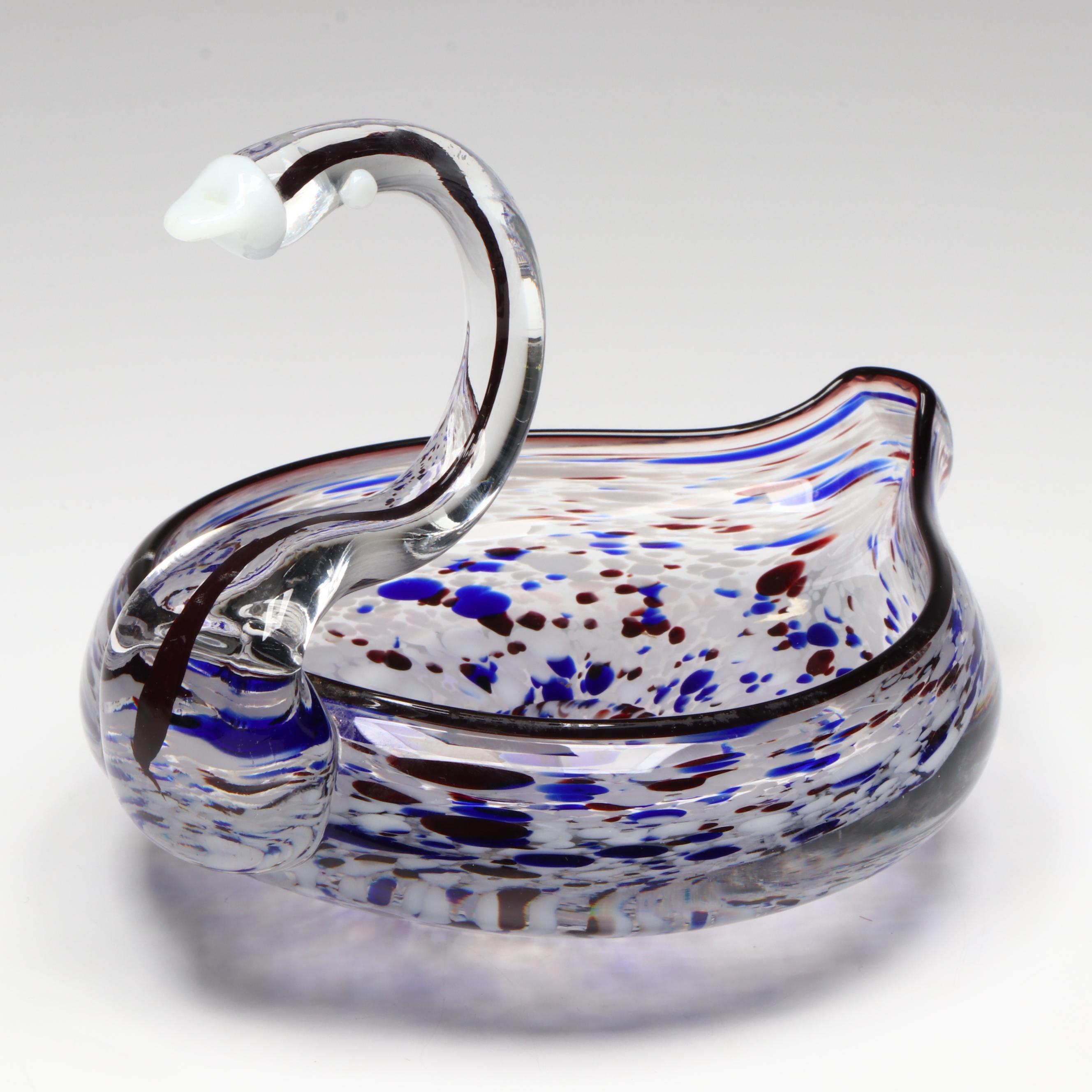 Italian Style Handmade Glass Swan Bowl