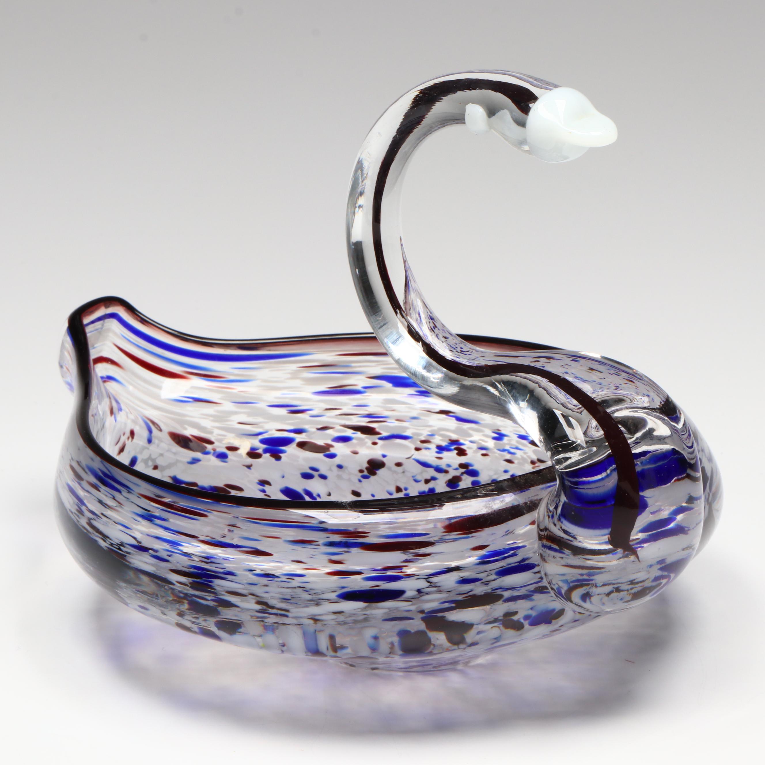 Italian Style Handmade Glass Swan Bowl