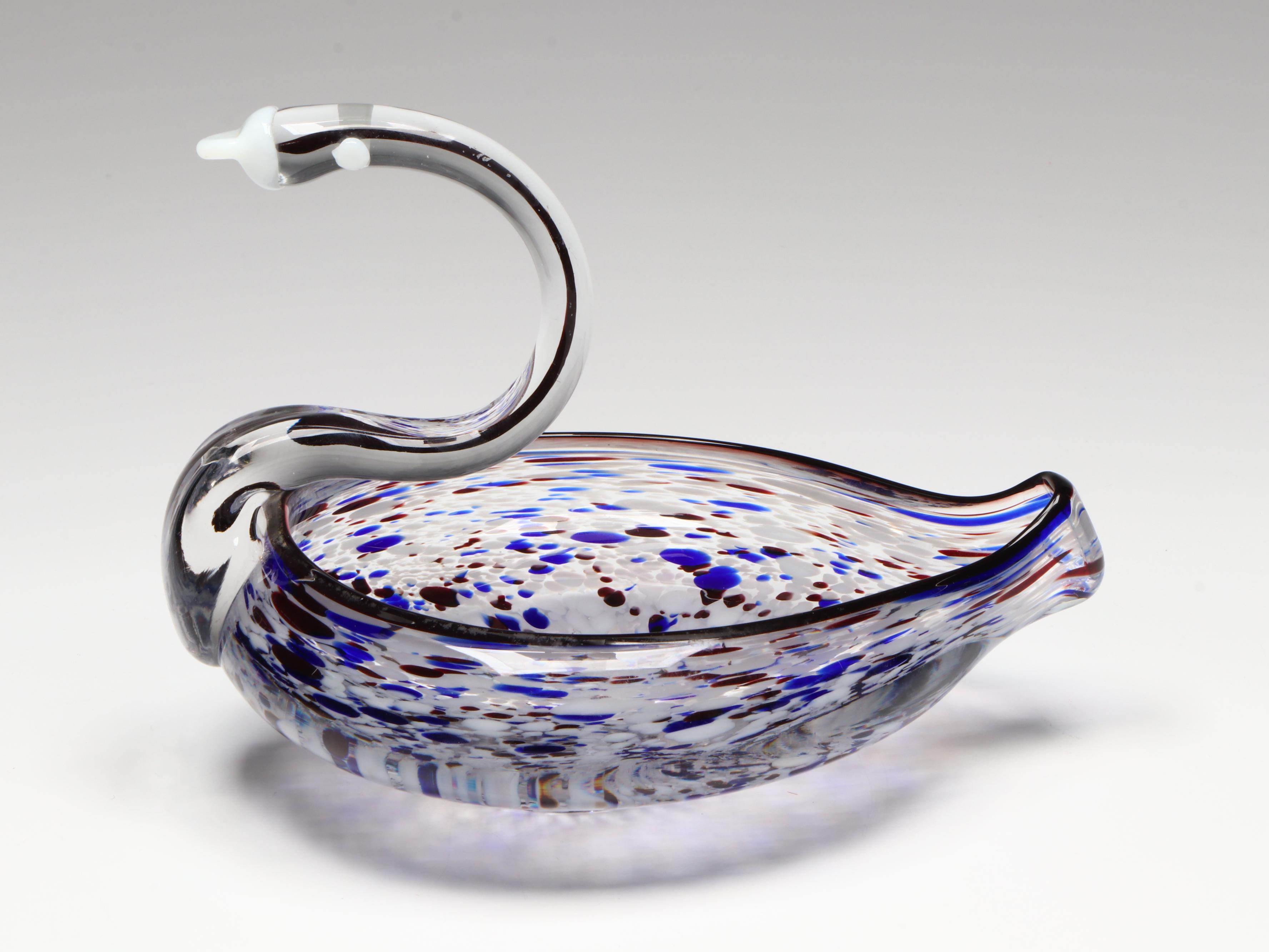 Italian Style Handmade Glass Swan Bowl