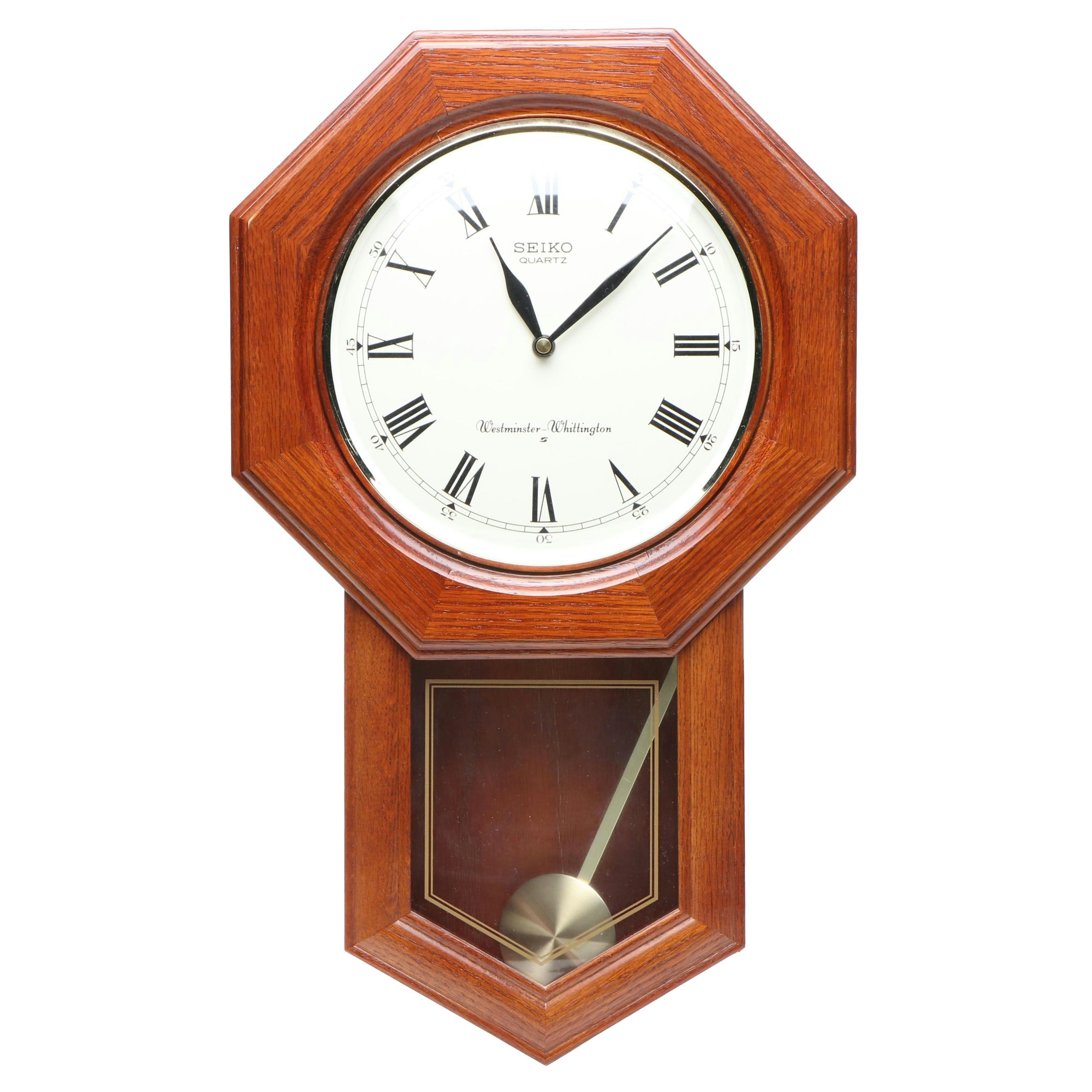 Seiko Octagon Wooden Wall Clock