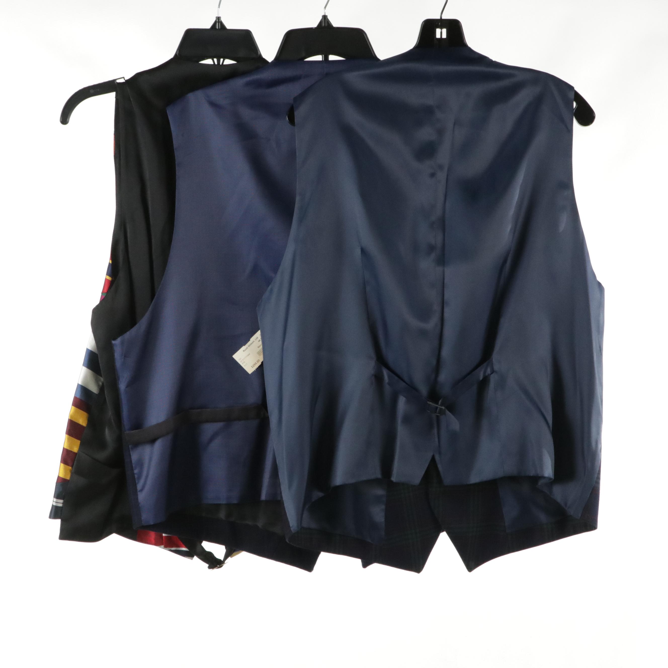 Men's Ben Silver, Cremieux & RNG Collection Patterned Wool/Silk Vests, With Tags