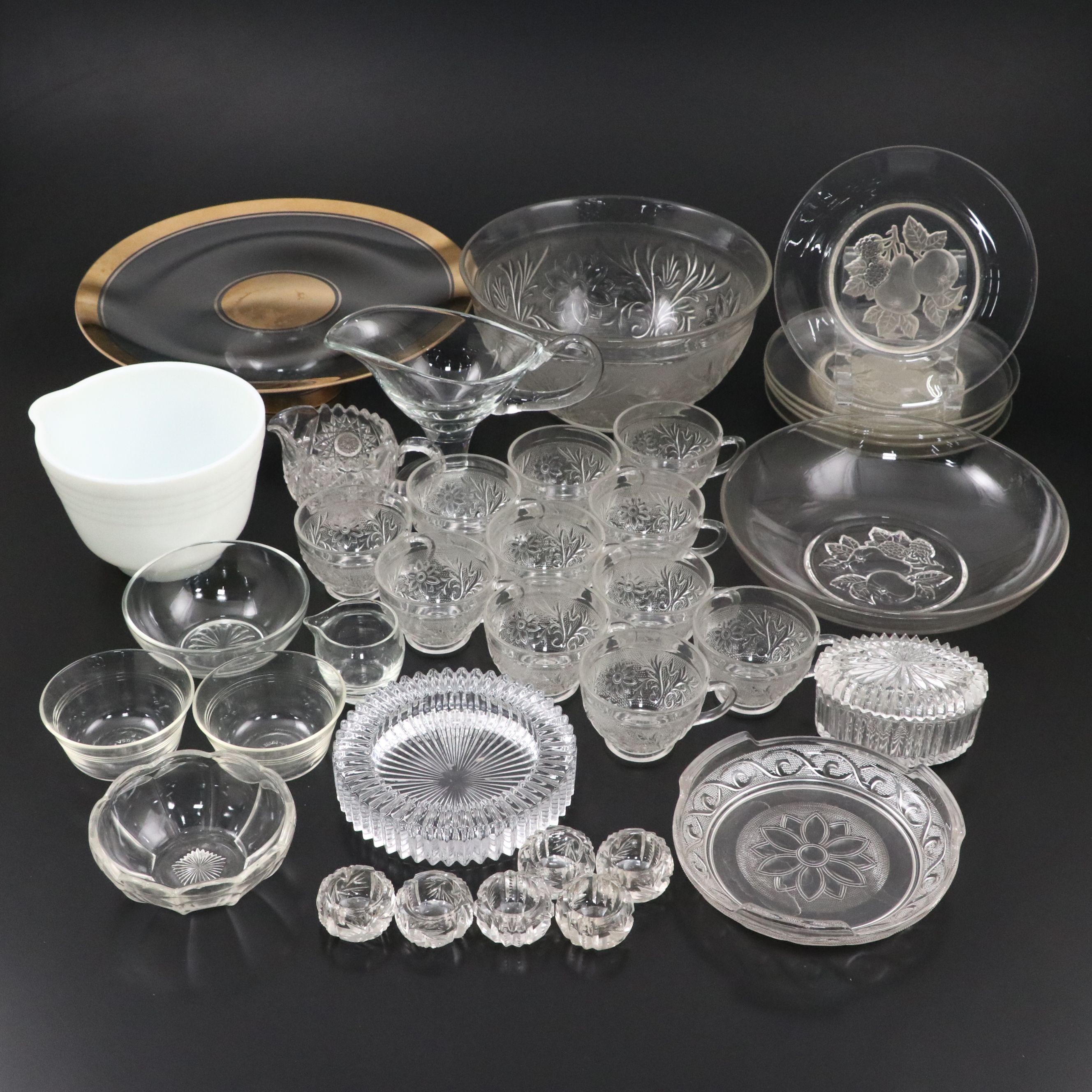 Imperial "Intaglio Fruit" Plates and Bowl with Other Tableware, 20th Century