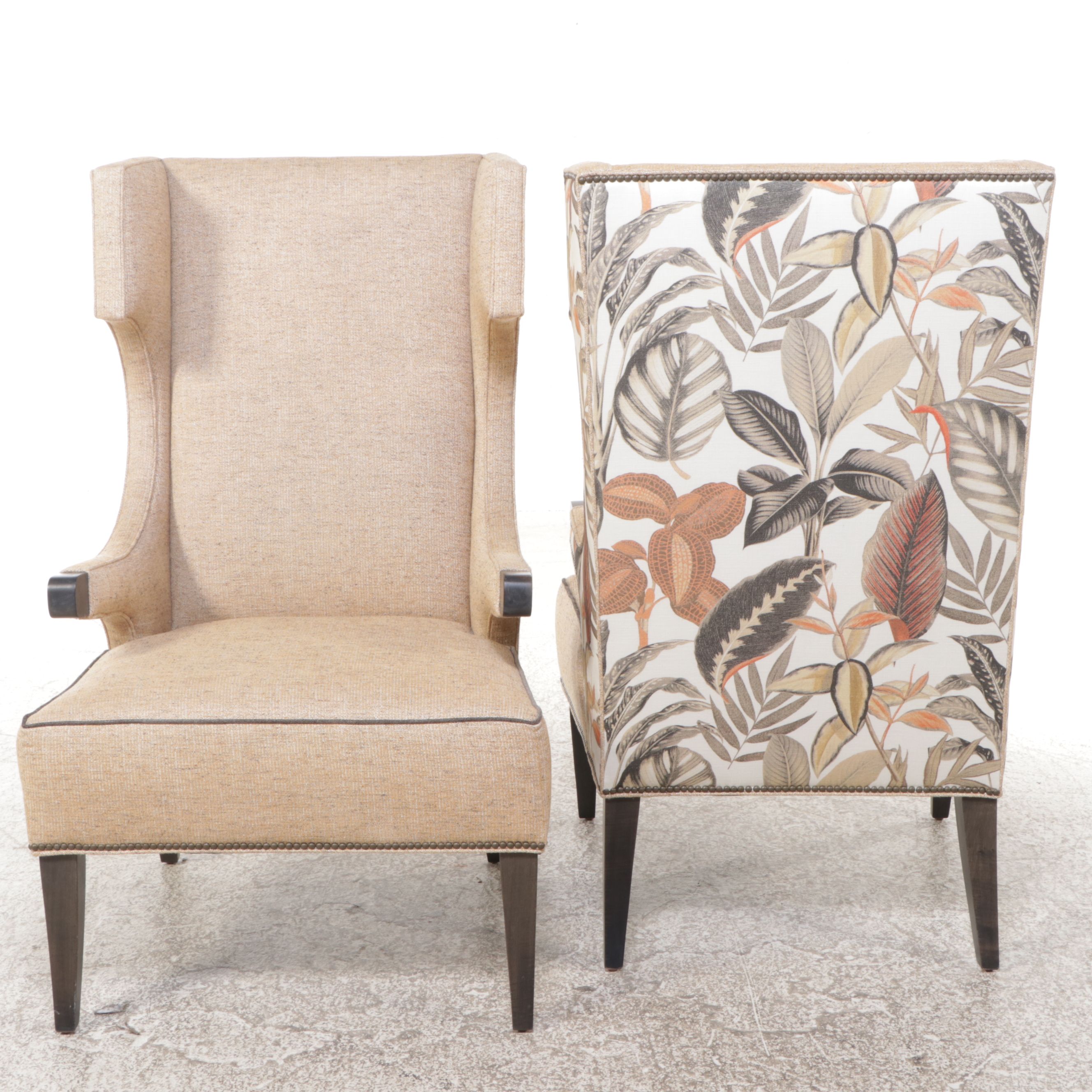 Pair of Theodore Alexander Upholstered Armchairs