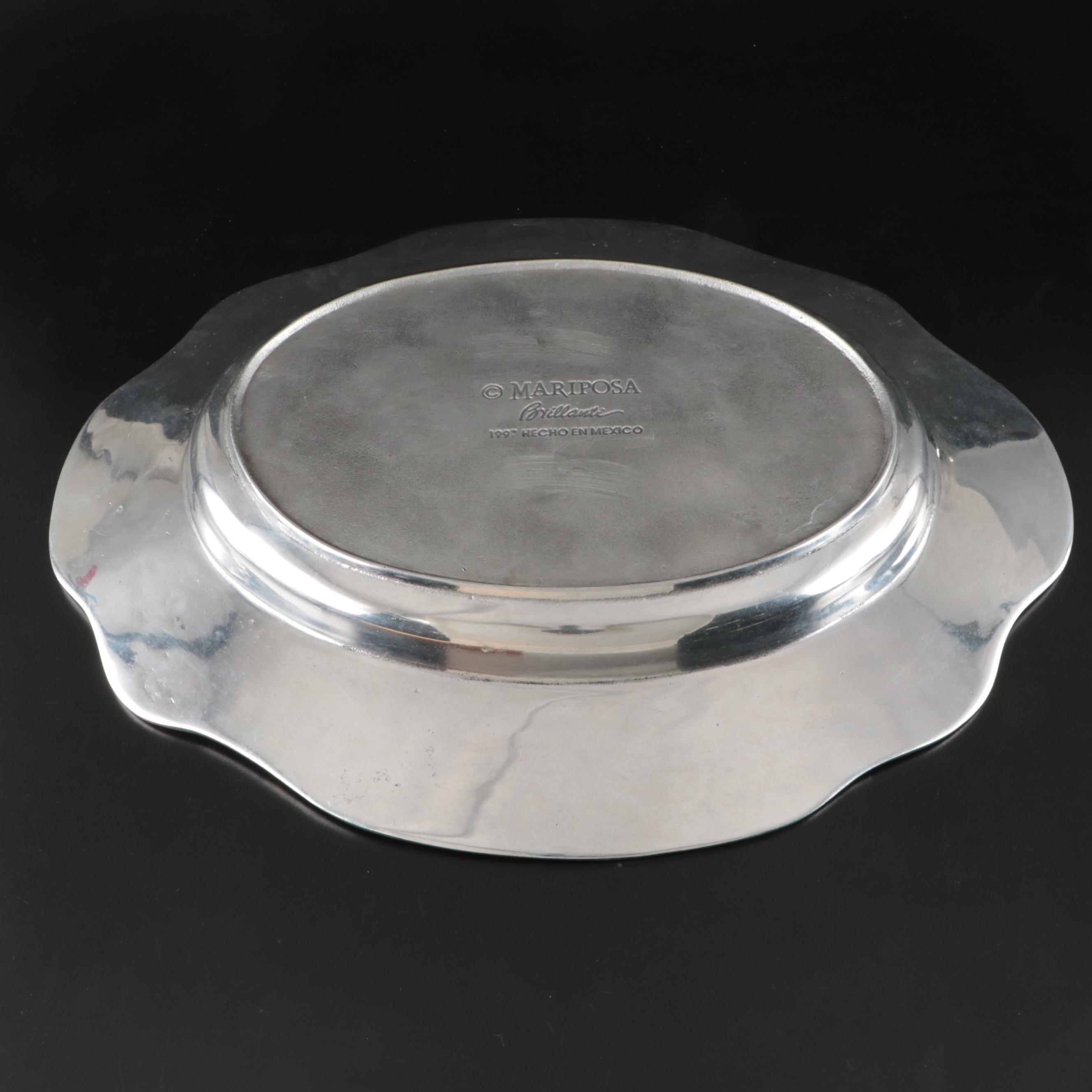 Mariposa Brillante Metal Serving Tray and Salad Tongs with Other Metal Serveware