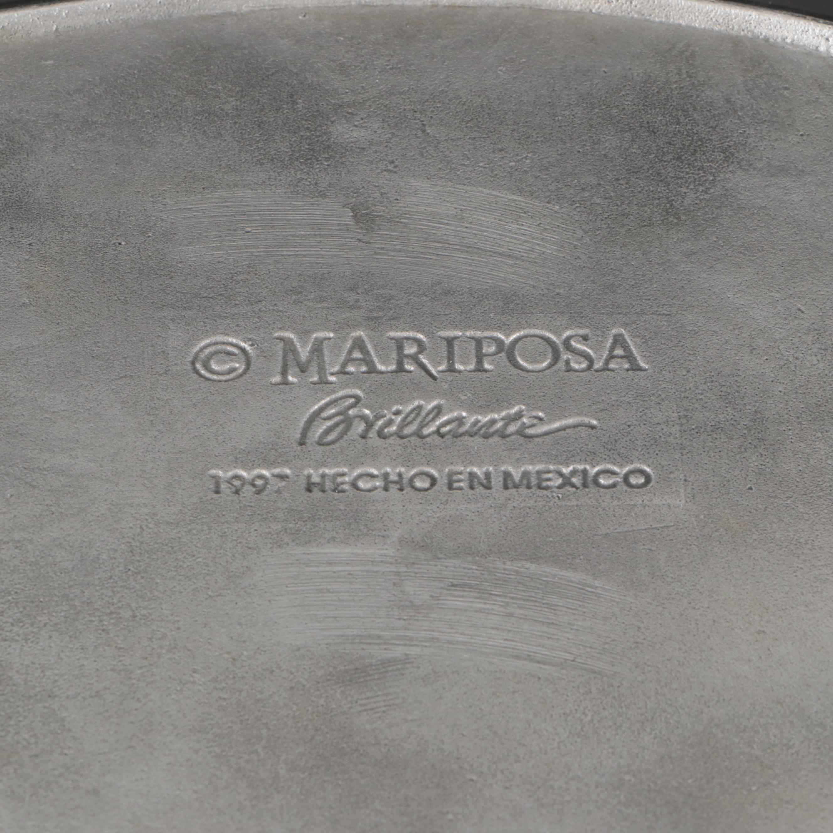 Mariposa Brillante Metal Serving Tray and Salad Tongs with Other Metal Serveware