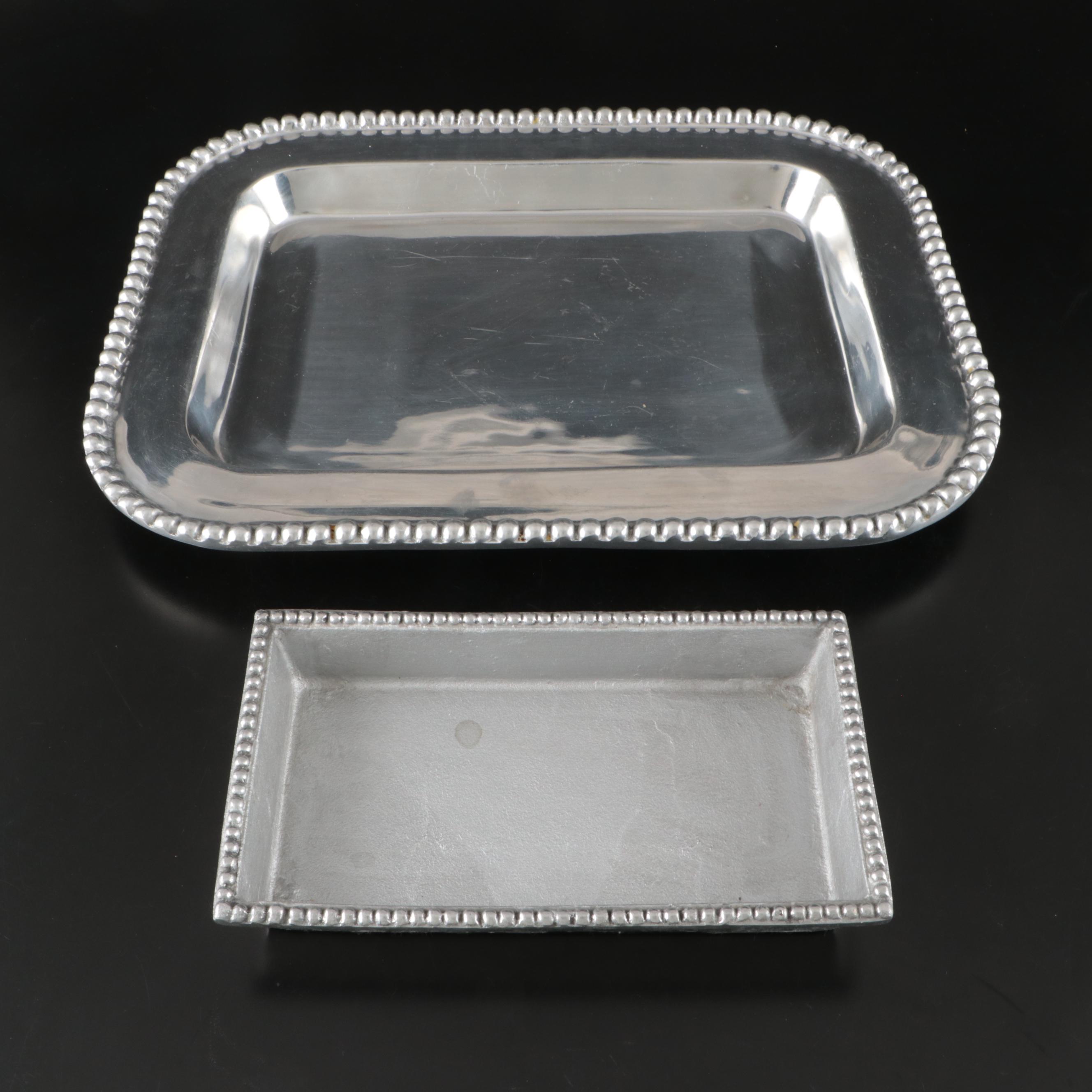 Mariposa Brillante Metal Serving Tray and Salad Tongs with Other Metal Serveware