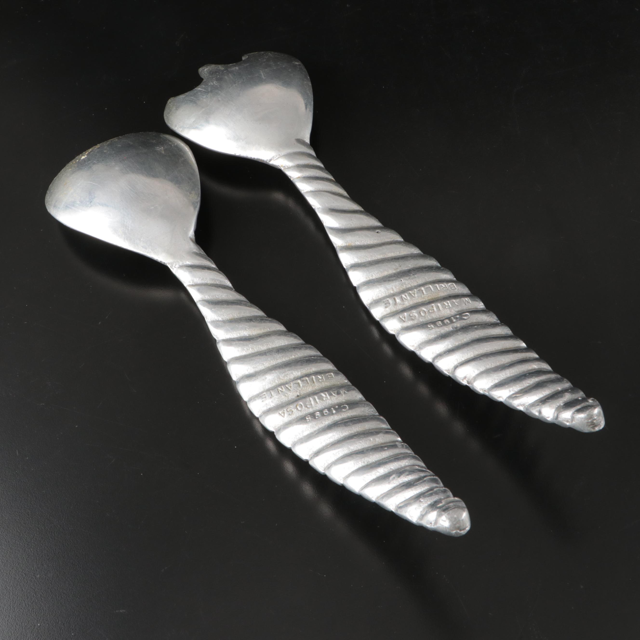 Mariposa Brillante Metal Serving Tray and Salad Tongs with Other Metal Serveware