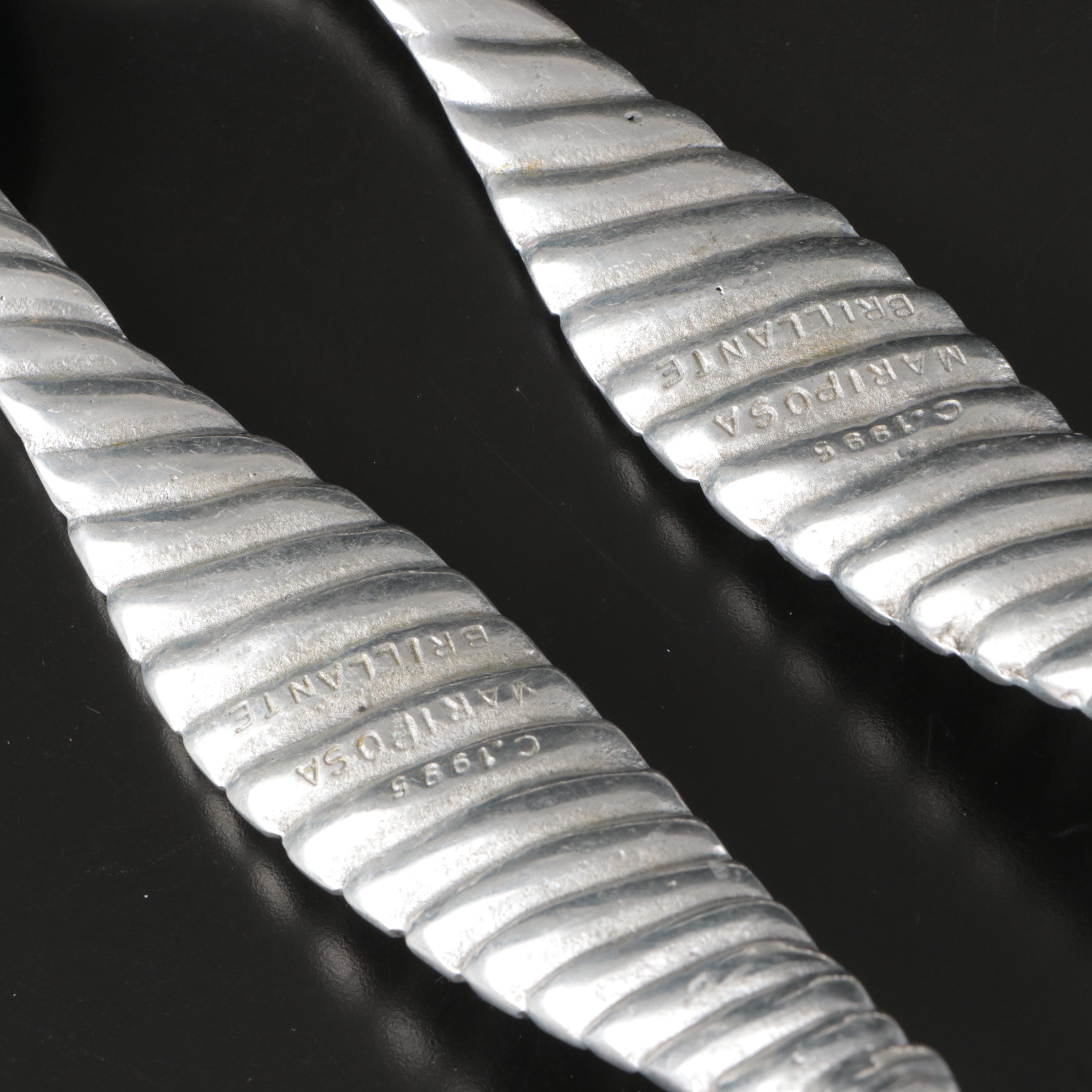 Mariposa Brillante Metal Serving Tray and Salad Tongs with Other Metal Serveware