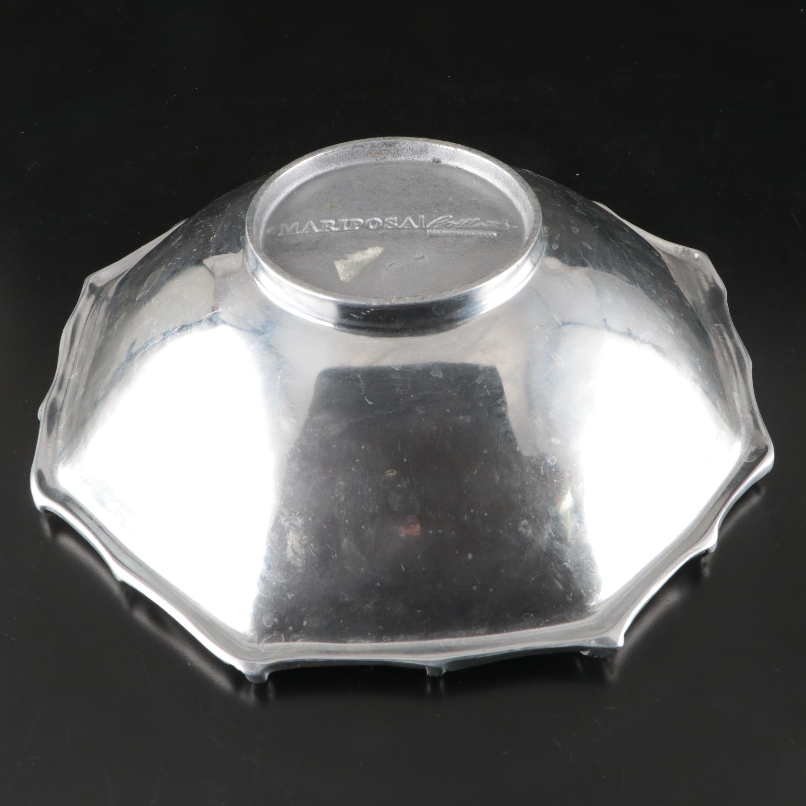 Mariposa Brillante Metal Serving Tray and Salad Tongs with Other Metal Serveware