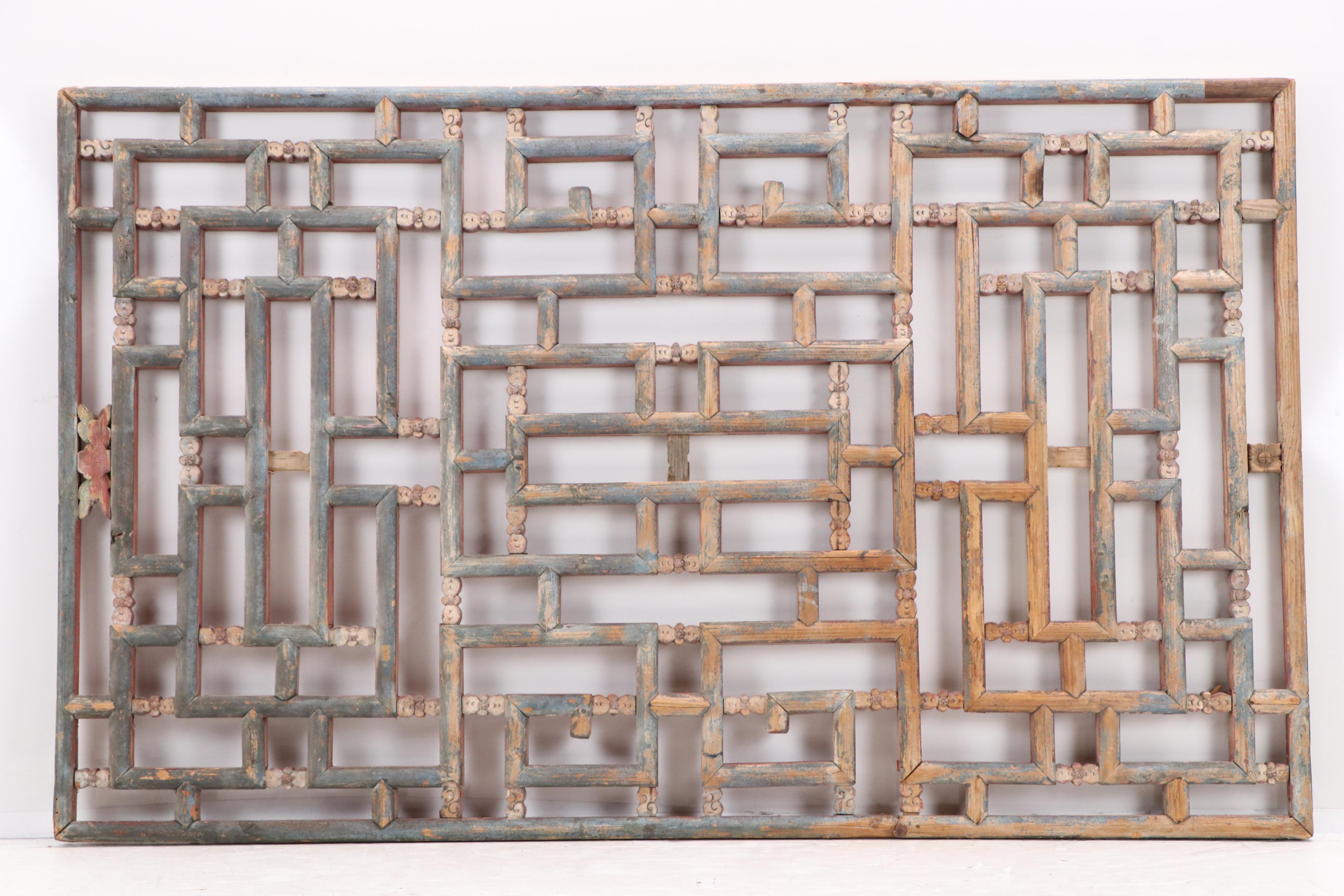 East Asian Style Wooden Latticework Panel, 20th Century