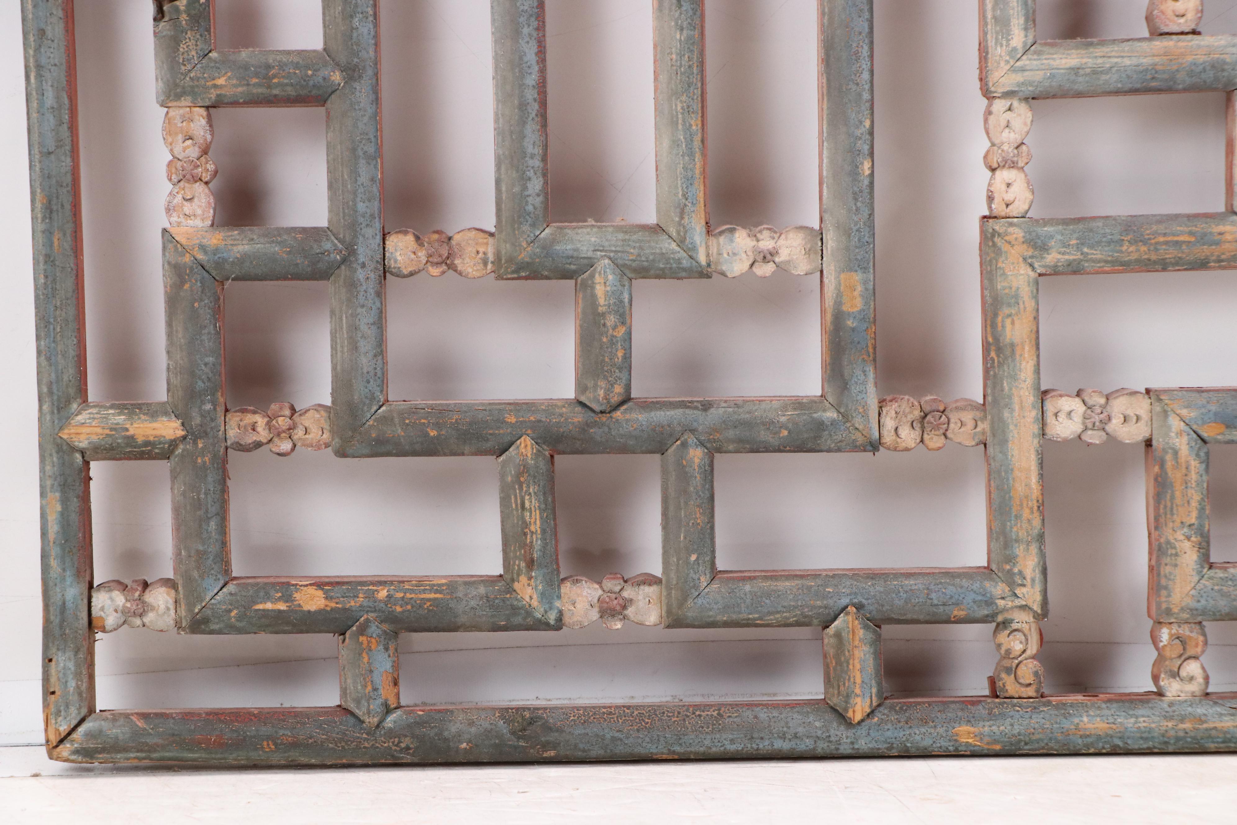 East Asian Style Wooden Latticework Panel, 20th Century