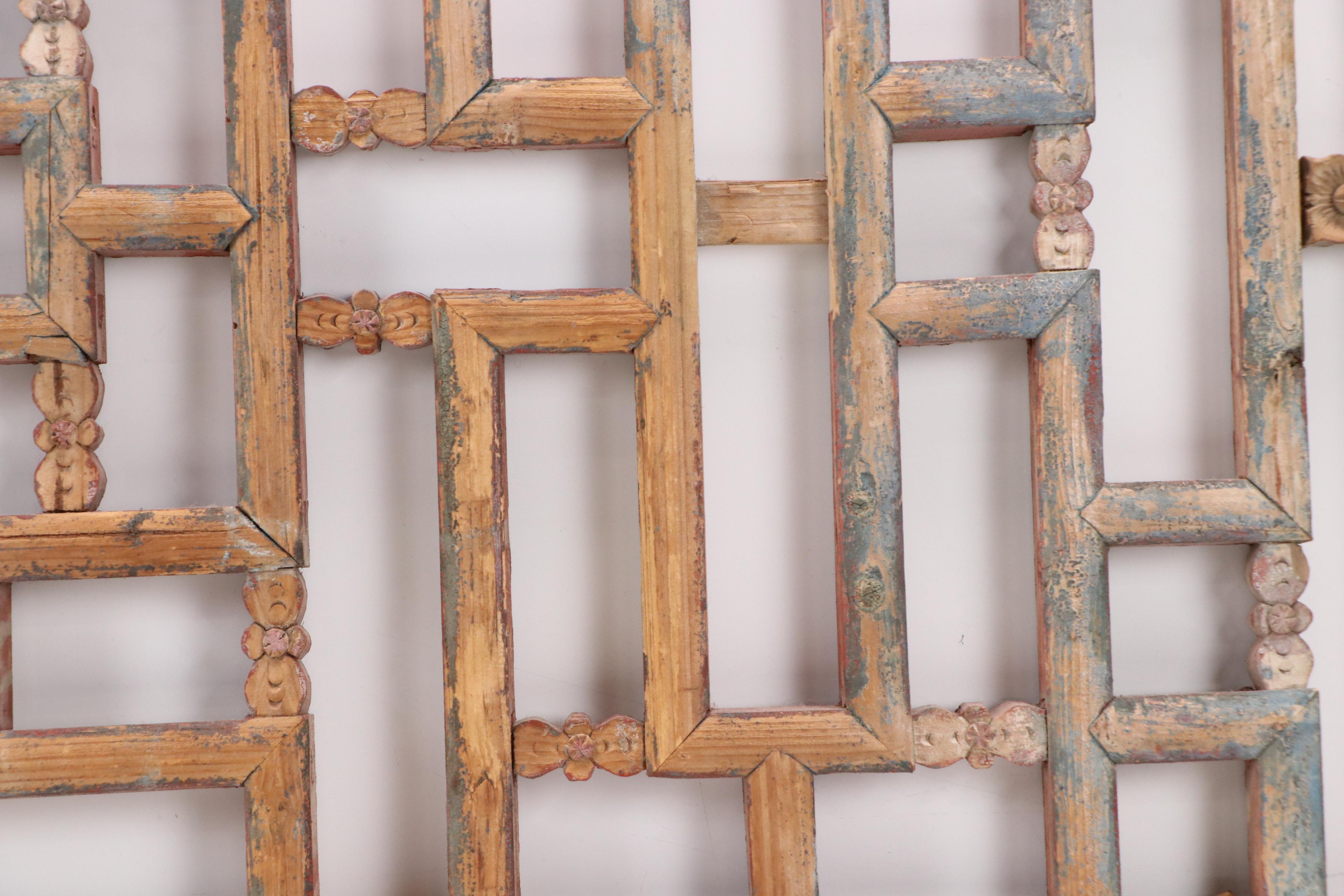 East Asian Style Wooden Latticework Panel, 20th Century