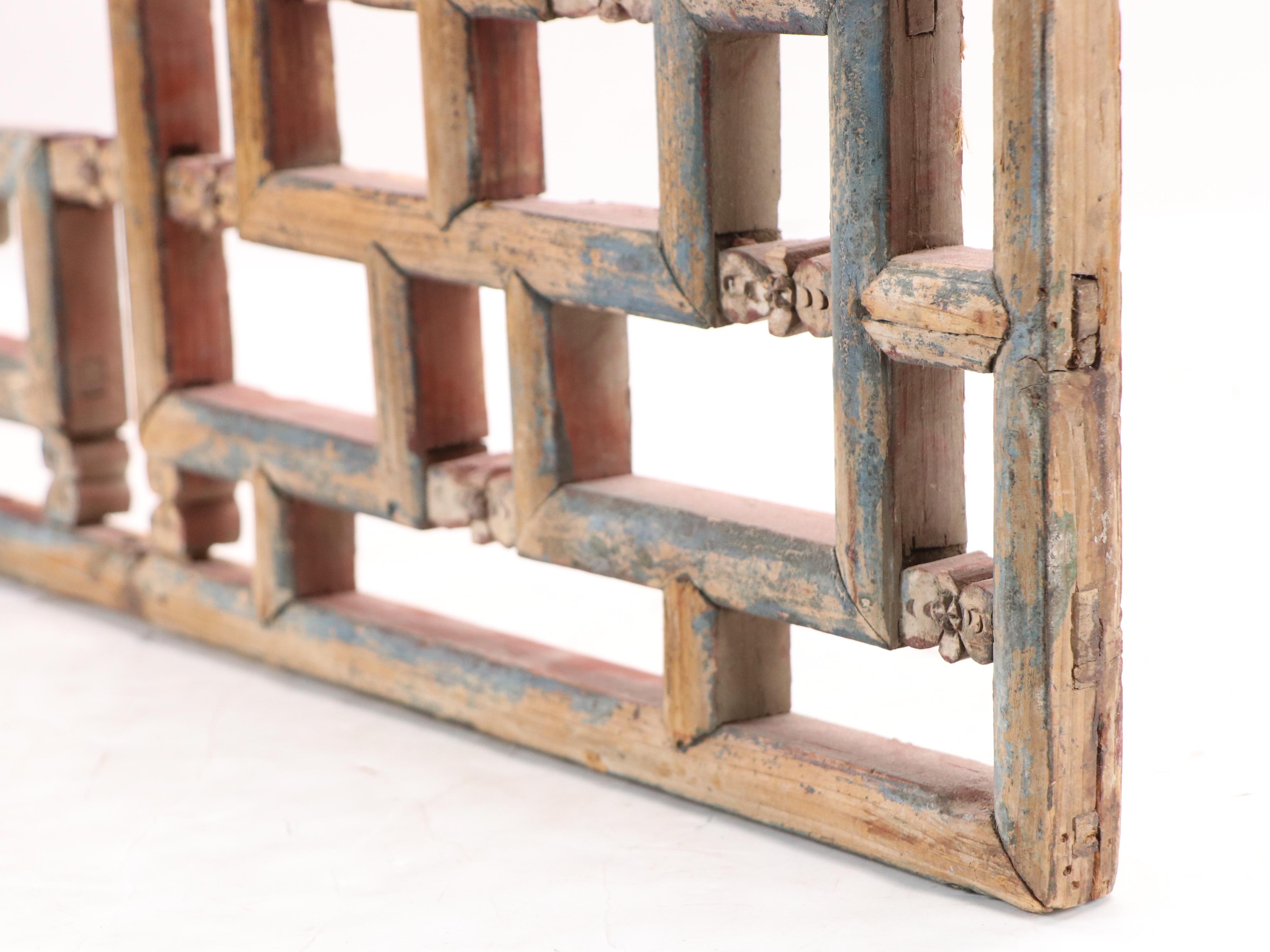 East Asian Style Wooden Latticework Panel, 20th Century