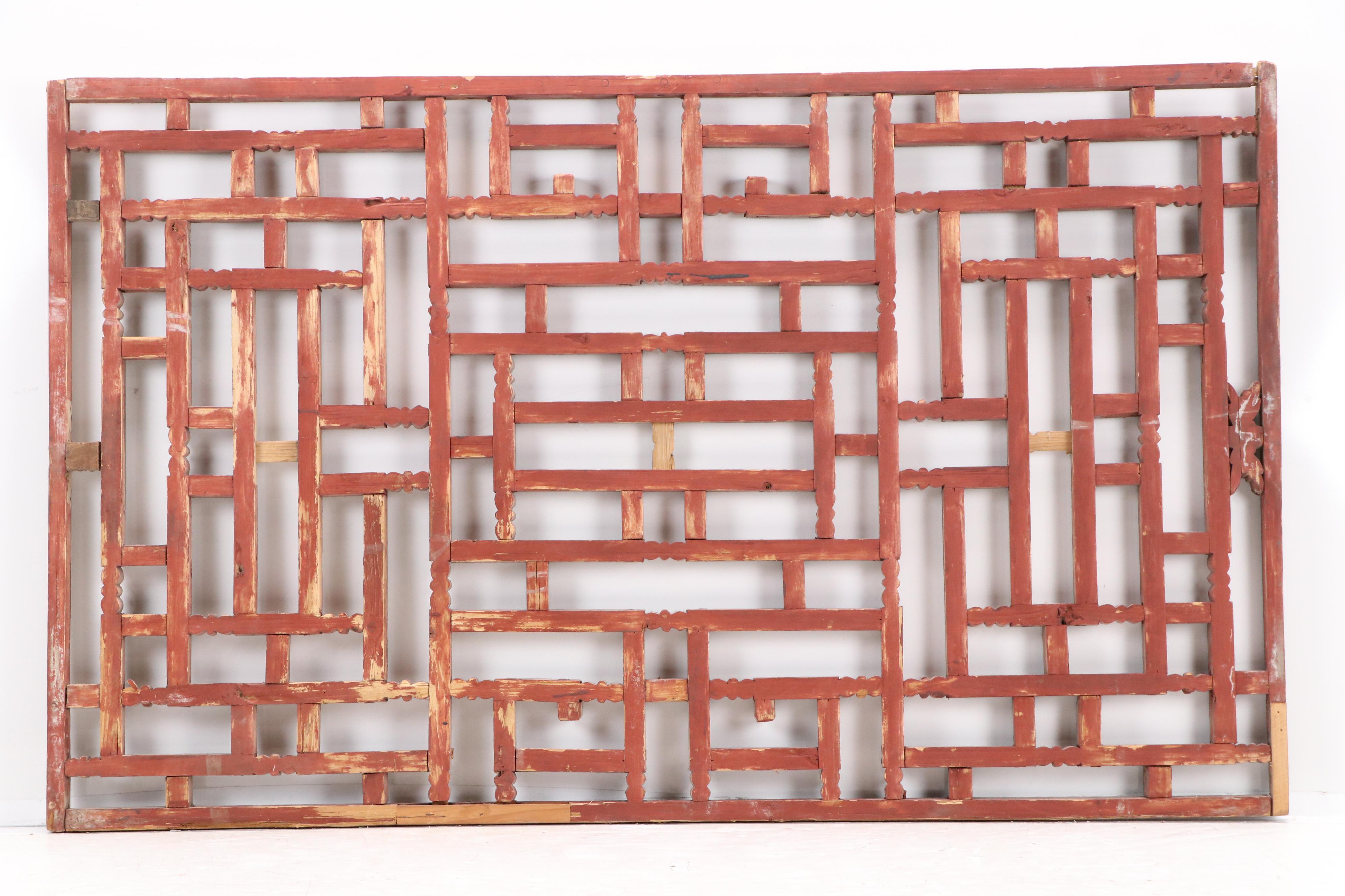 East Asian Style Wooden Latticework Panel, 20th Century