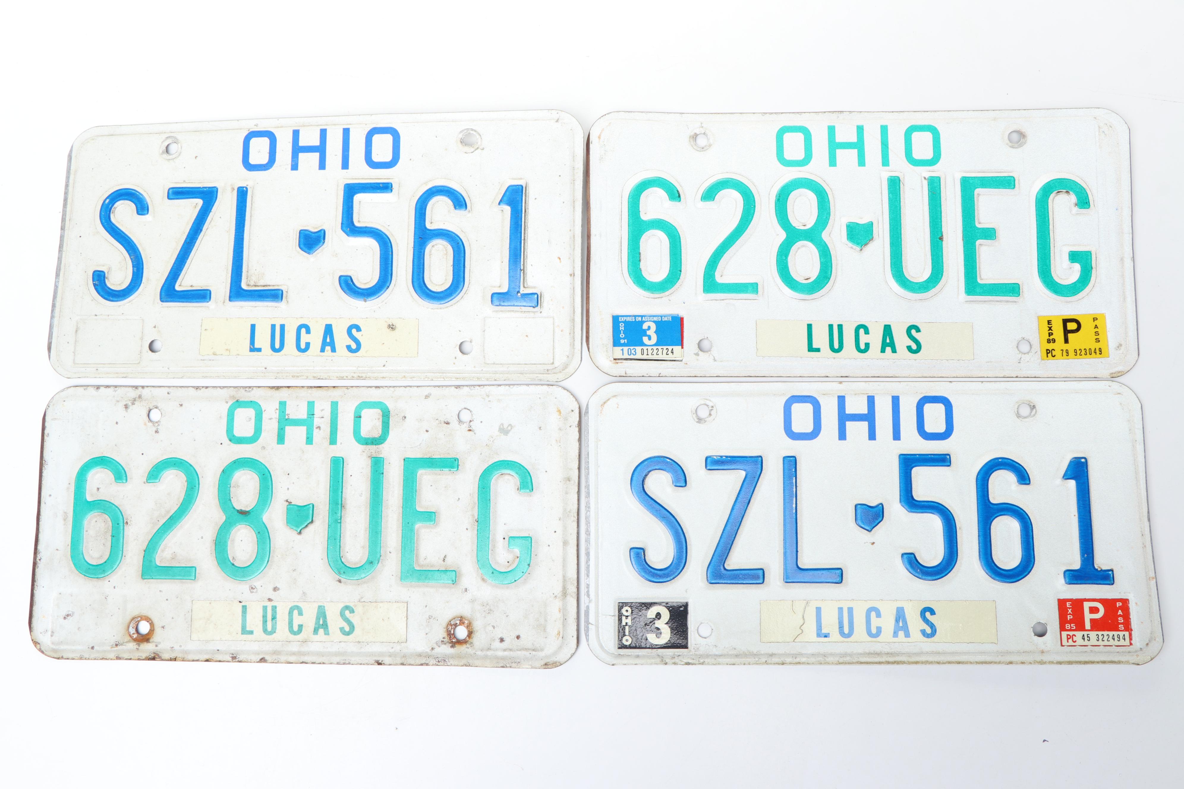 Indiana and Ohio Car License Plates, Mid to Late 20th Century