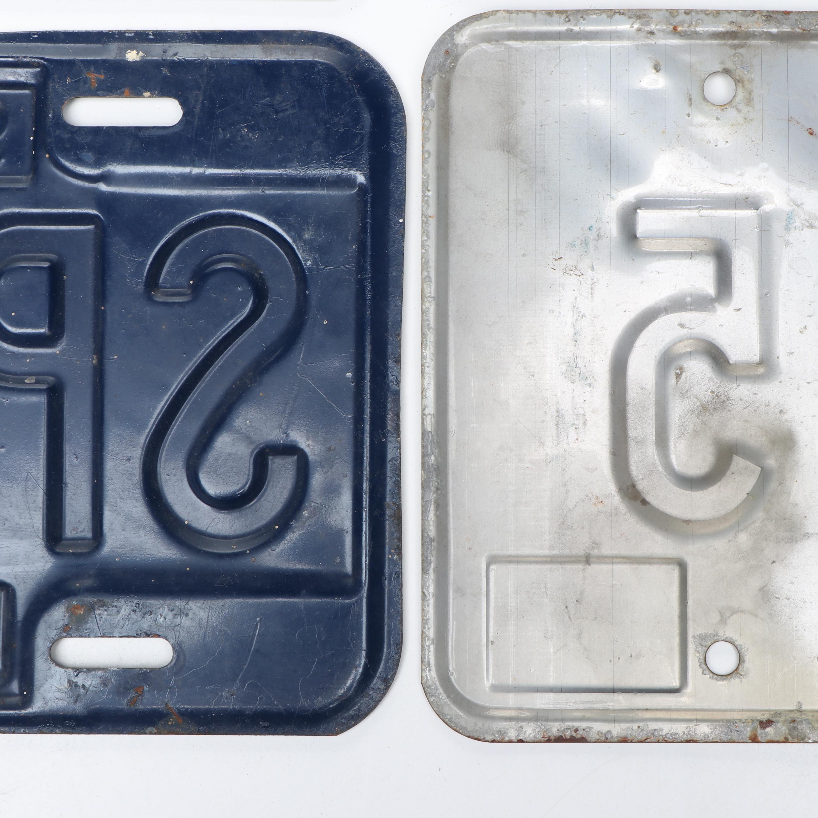 Indiana and Ohio Car License Plates, Mid to Late 20th Century