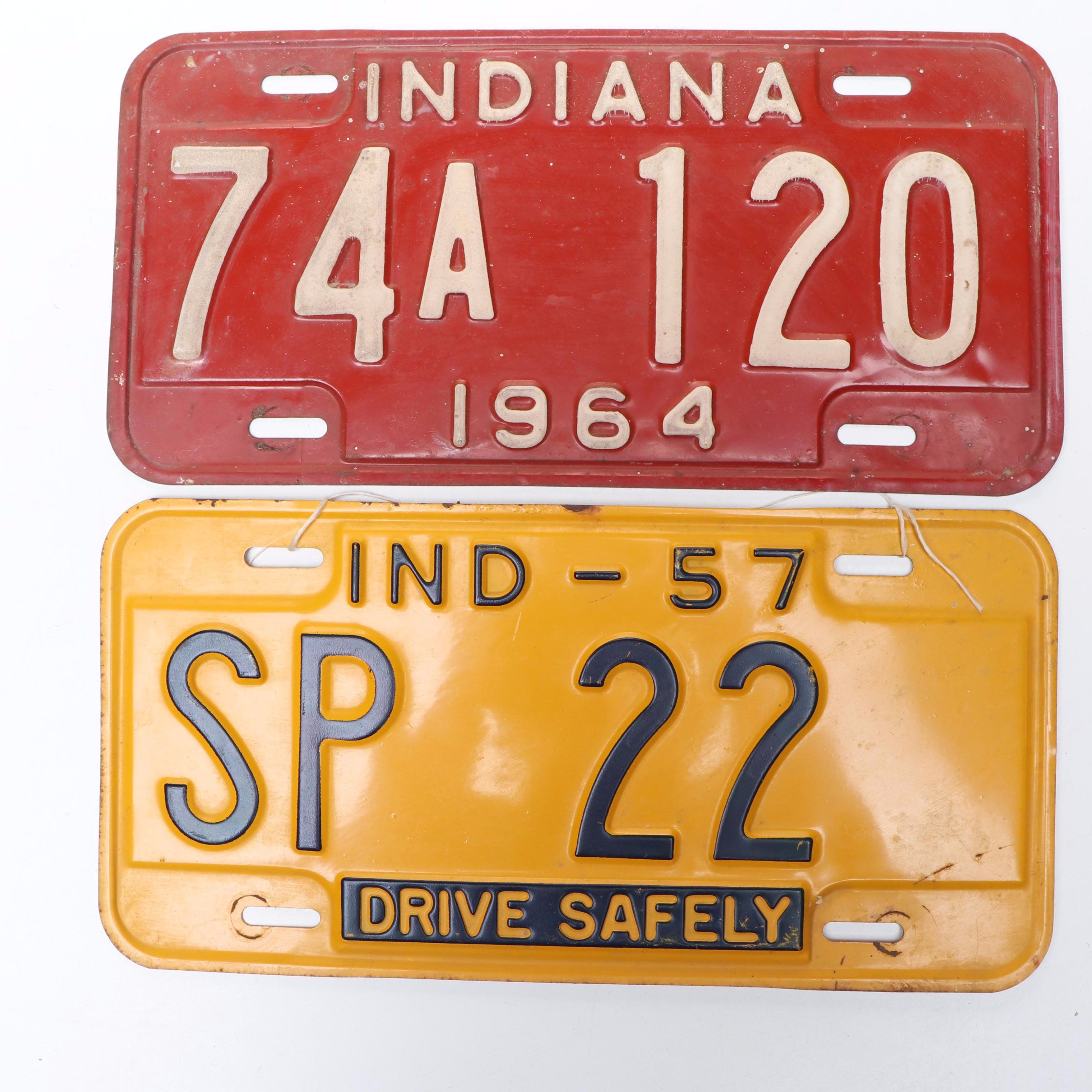 Indiana and Ohio Car License Plates, Mid to Late 20th Century