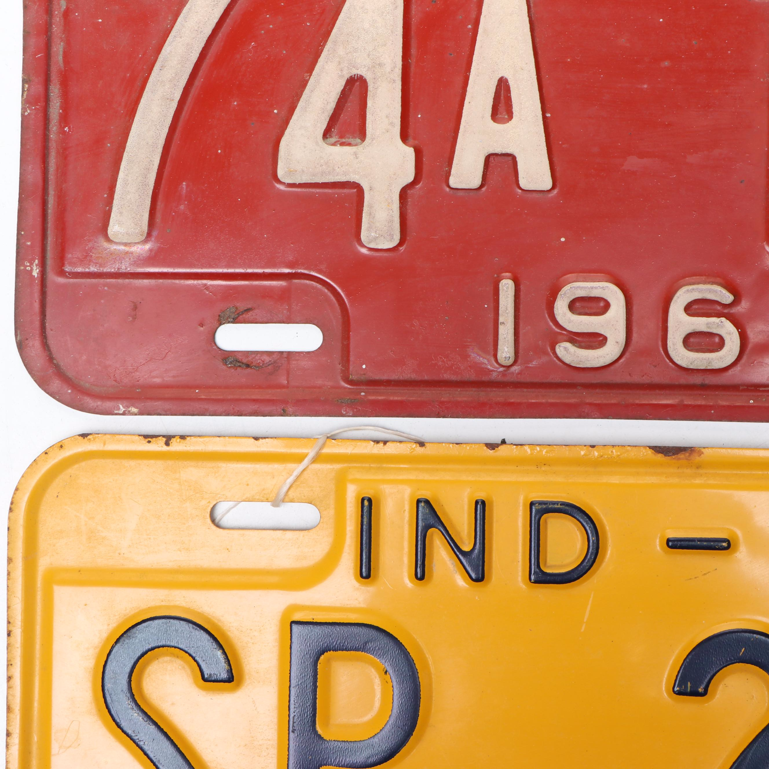 Indiana and Ohio Car License Plates, Mid to Late 20th Century