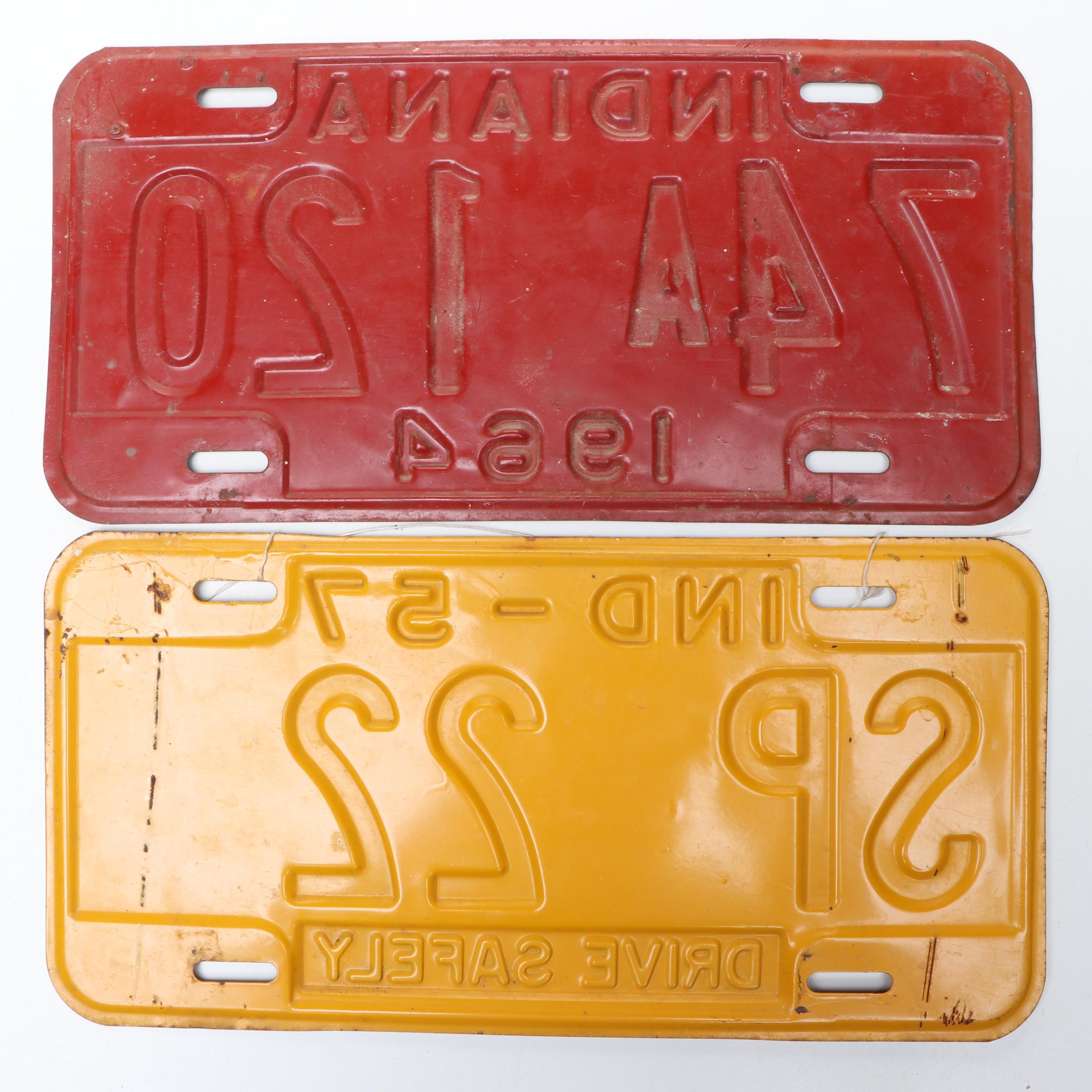 Indiana and Ohio Car License Plates, Mid to Late 20th Century