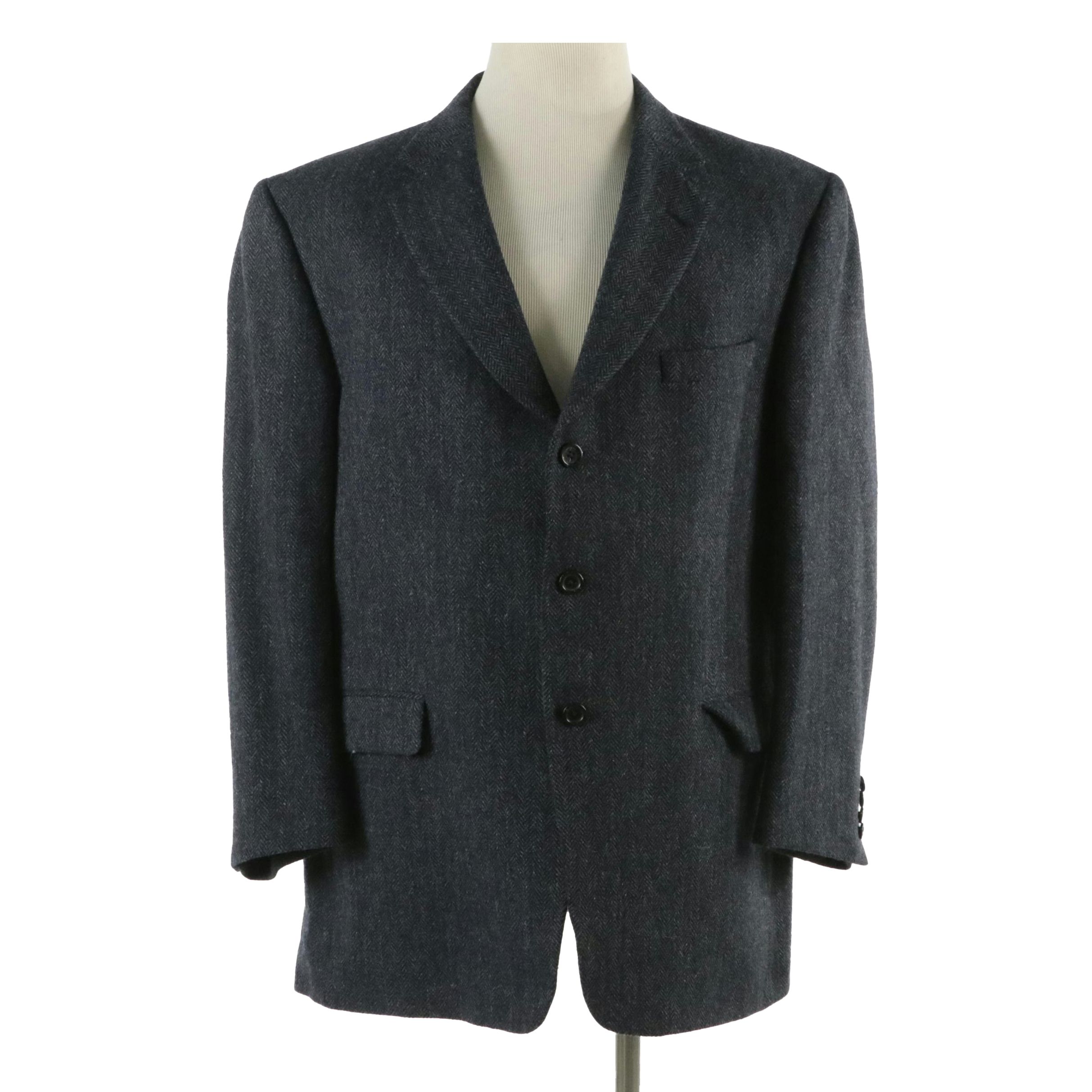 Men's Burberry London Blue Wool/Alpaca Herringbone Blazer