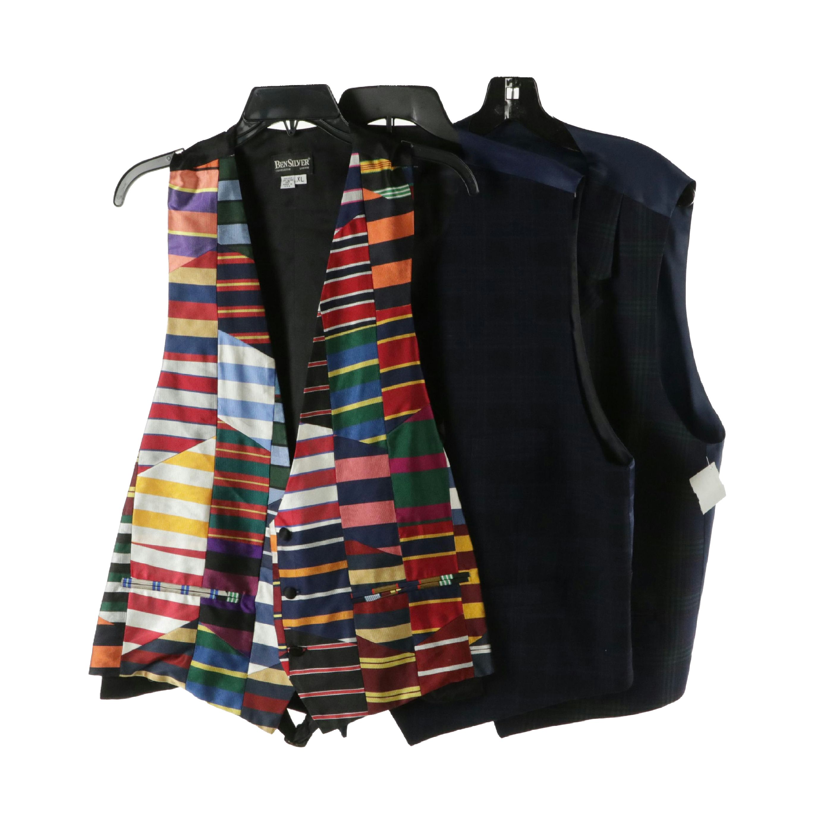 Men's Ben Silver, Cremieux & RNG Collection Patterned Wool/Silk Vests, With Tags