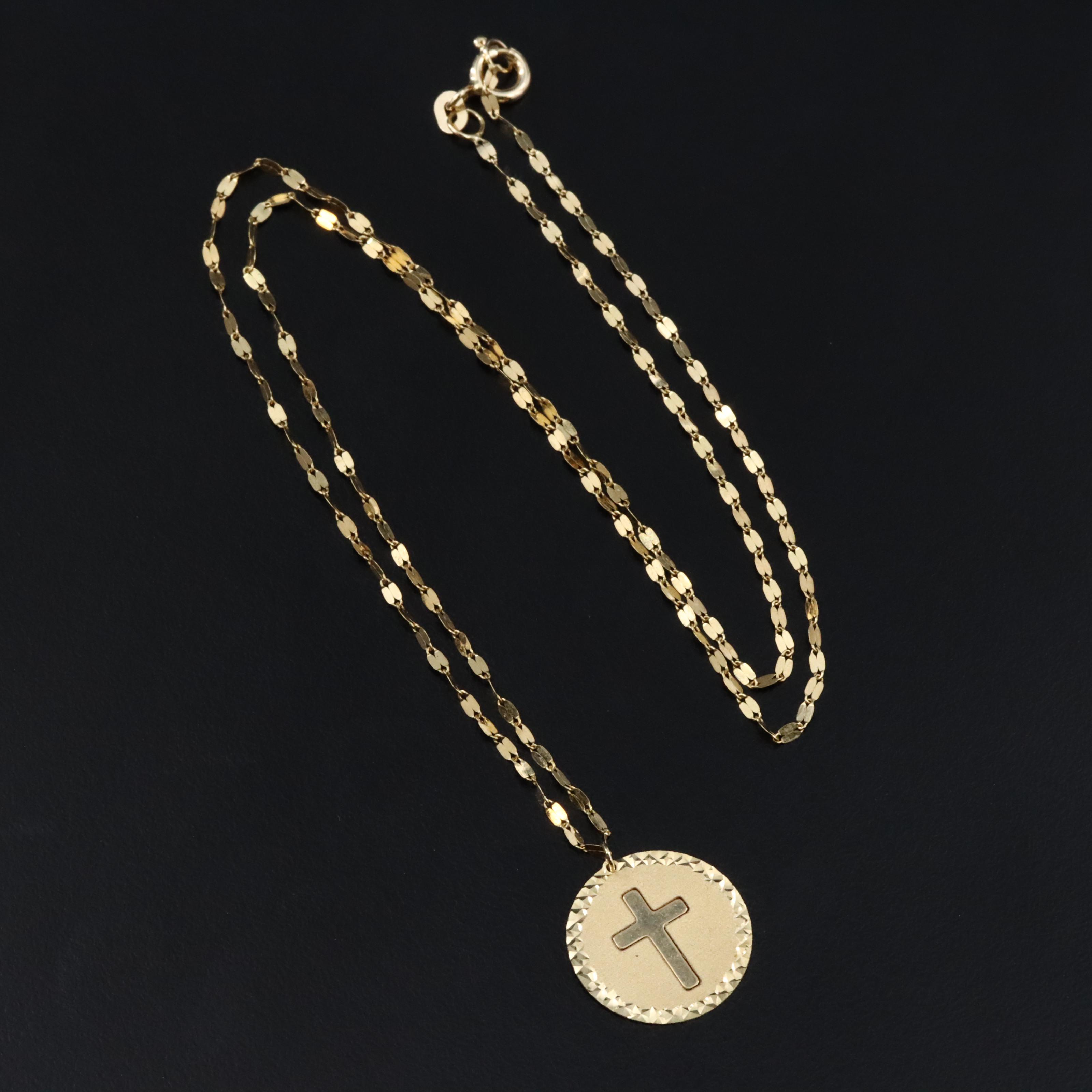 10K Cross Pendant Necklace