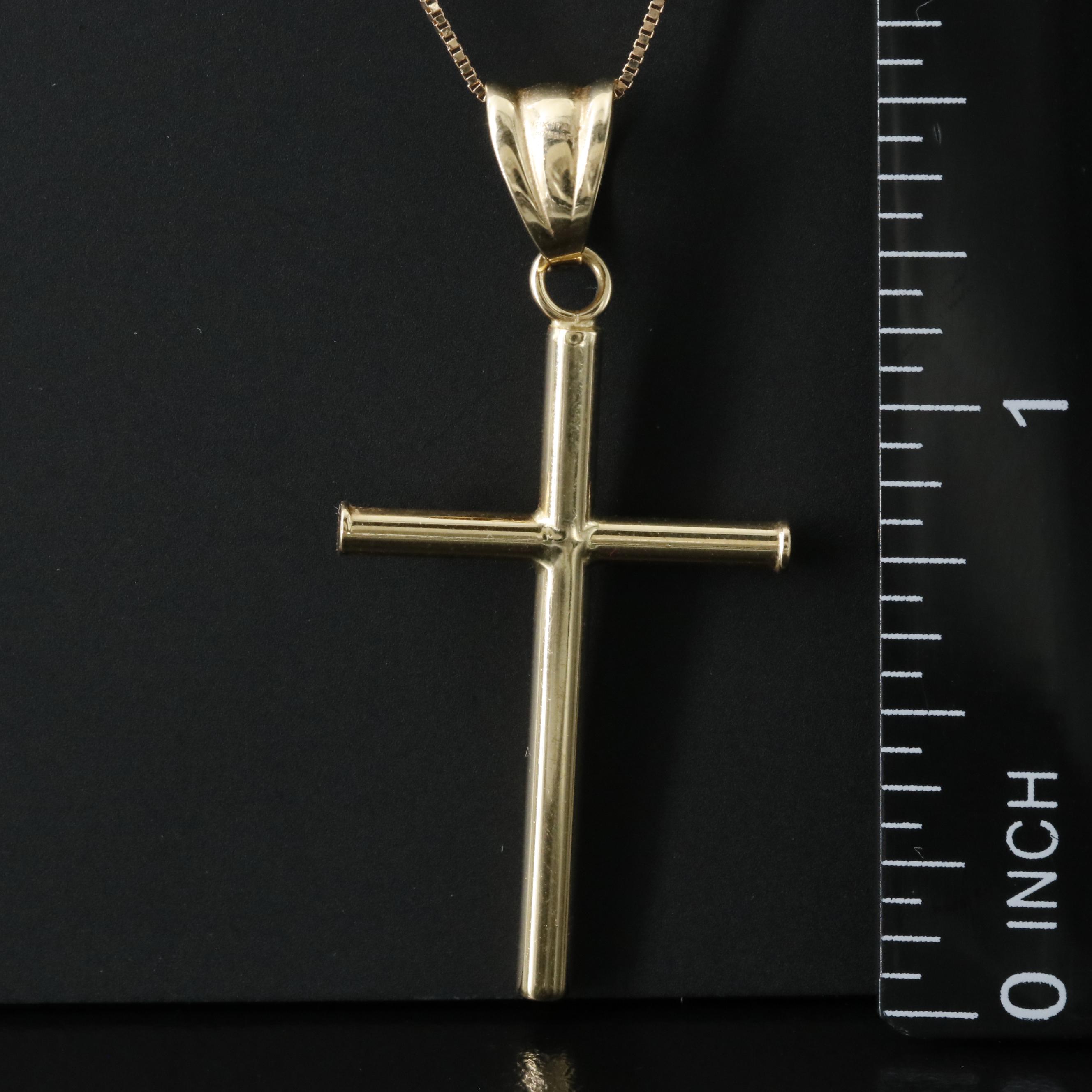 18K Cross Pendant on 14K Chain Necklace