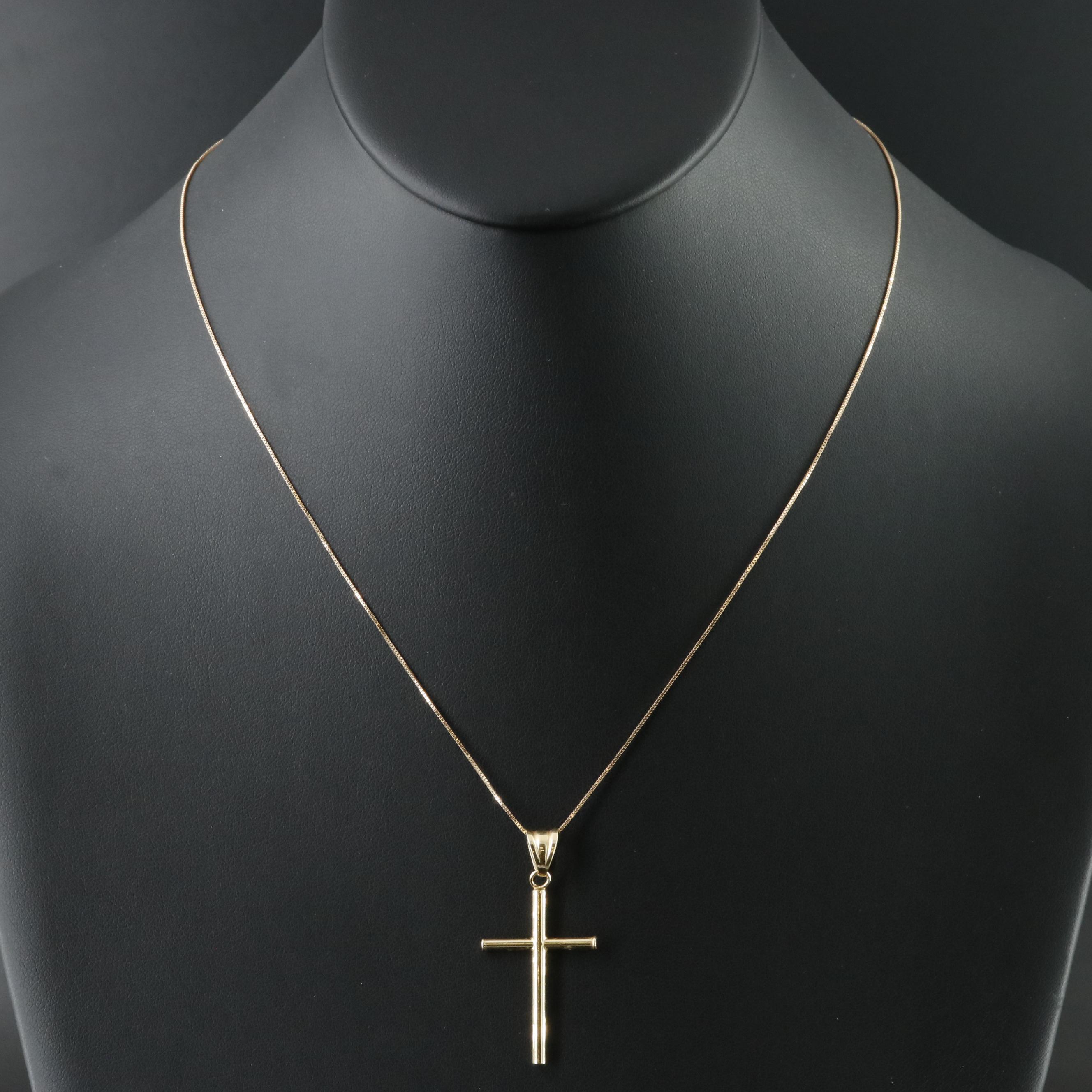18K Cross Pendant on 14K Chain Necklace